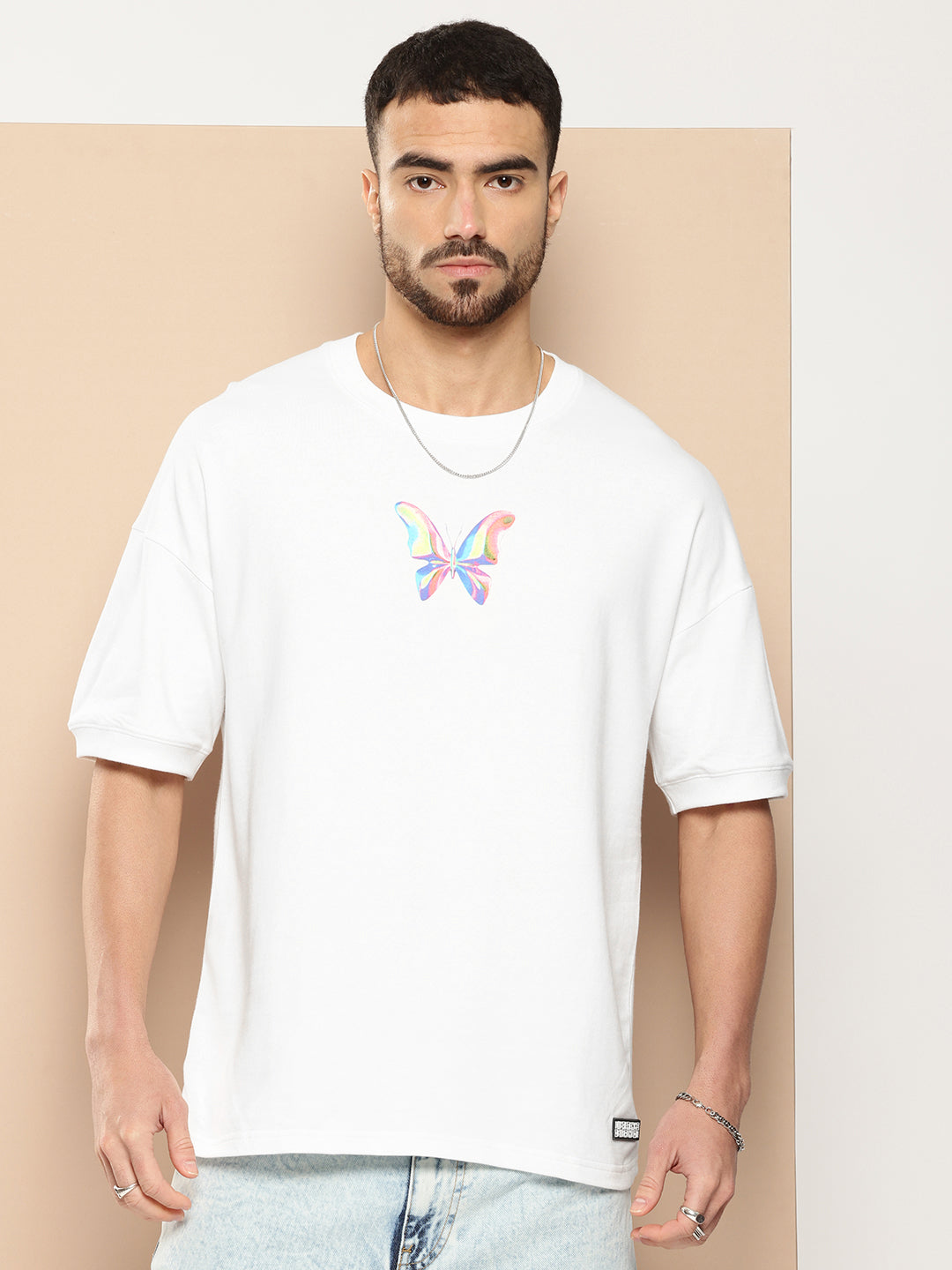 Mens Half Sleeve Round Neck Back Printed Oversized Fit Tshirts