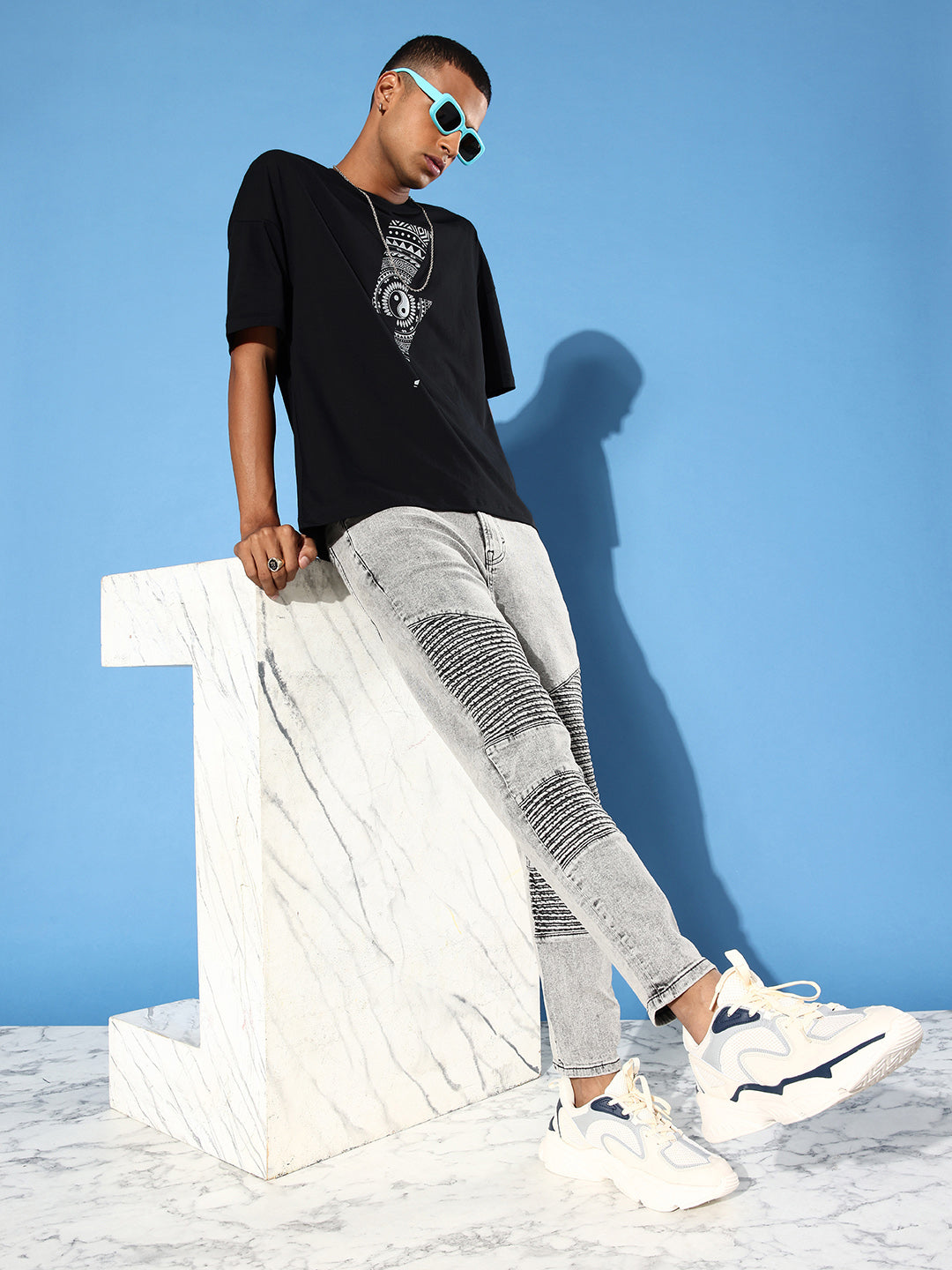 Mens Half Sleeve Drop Shoulder Printed Oversized Fit T-Shirts