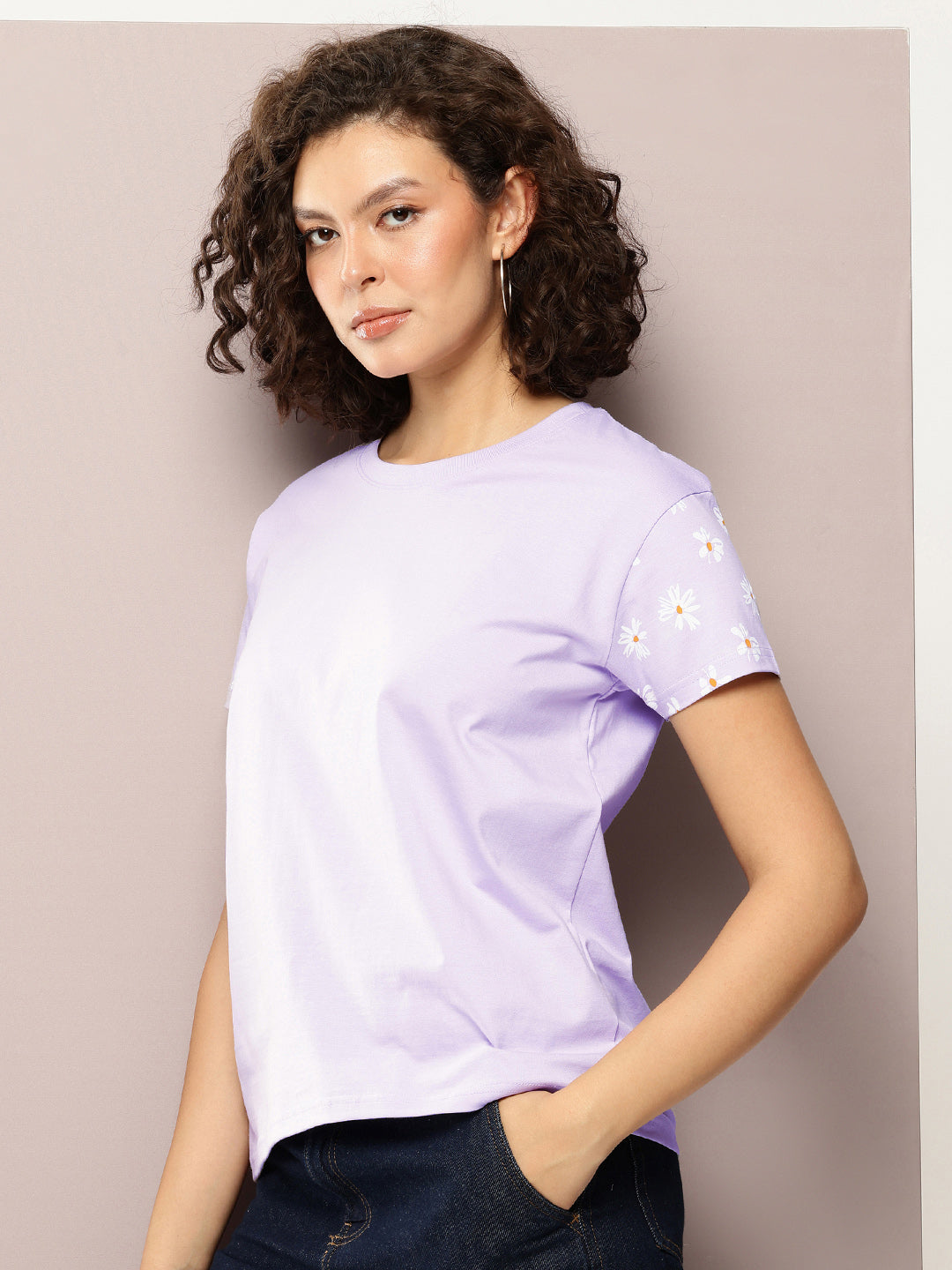 Womens Half Sleeve Round Neck Embroidery Boxy Fit Tshirts