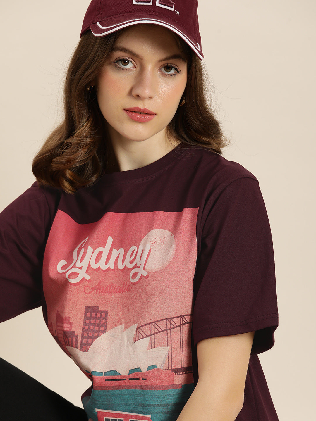Womens Half Sleeve Round Neck Oversized Fit T-Shirts