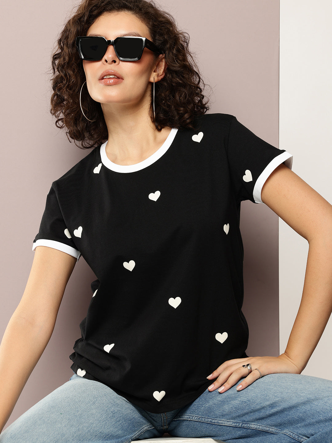 Womens Half Sleeve Round Neck Printed Boxy Fit Tshirts
