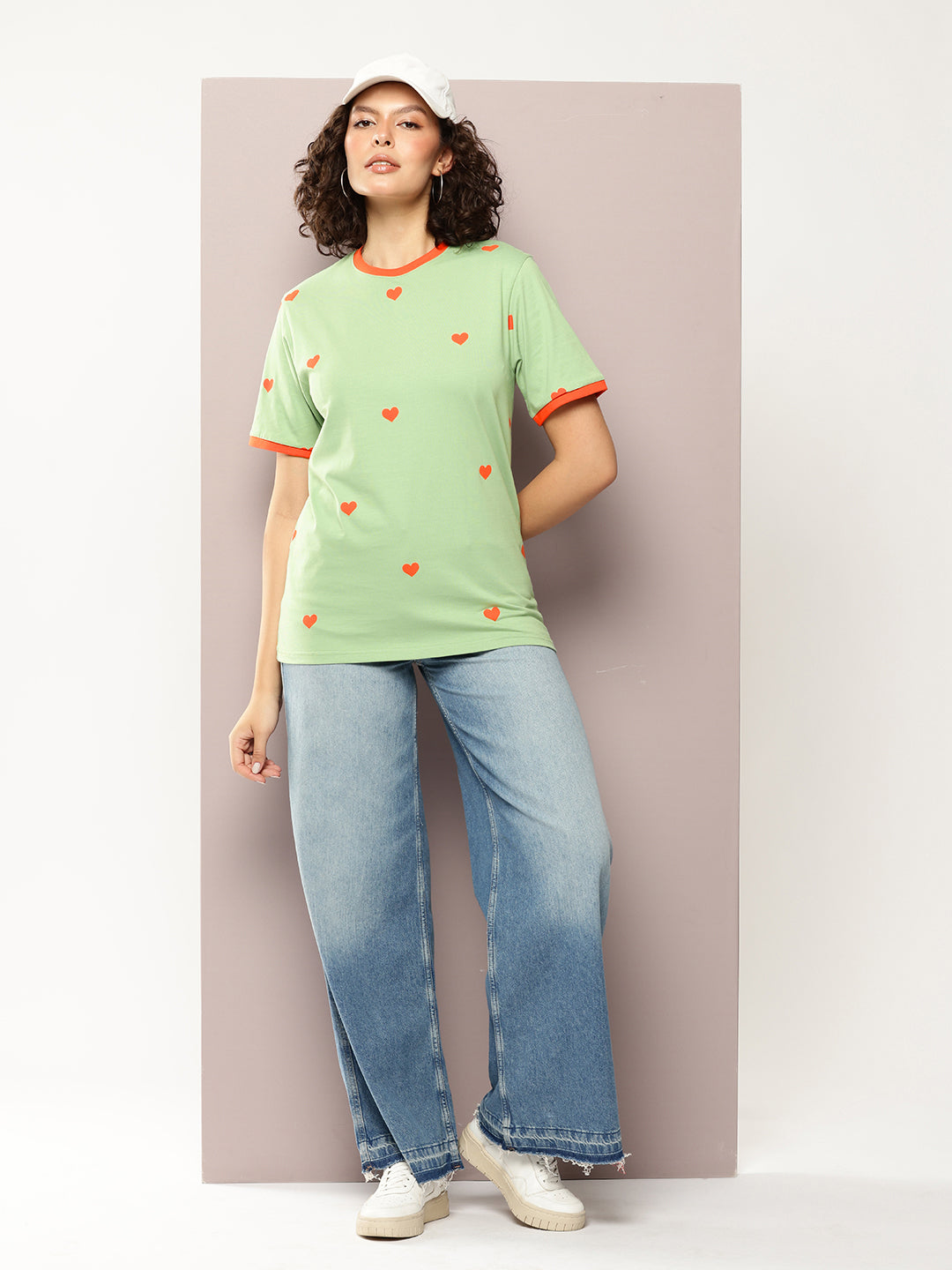 Womens Half Sleeve Round Neck Printed Oversized Fit Tshirts
