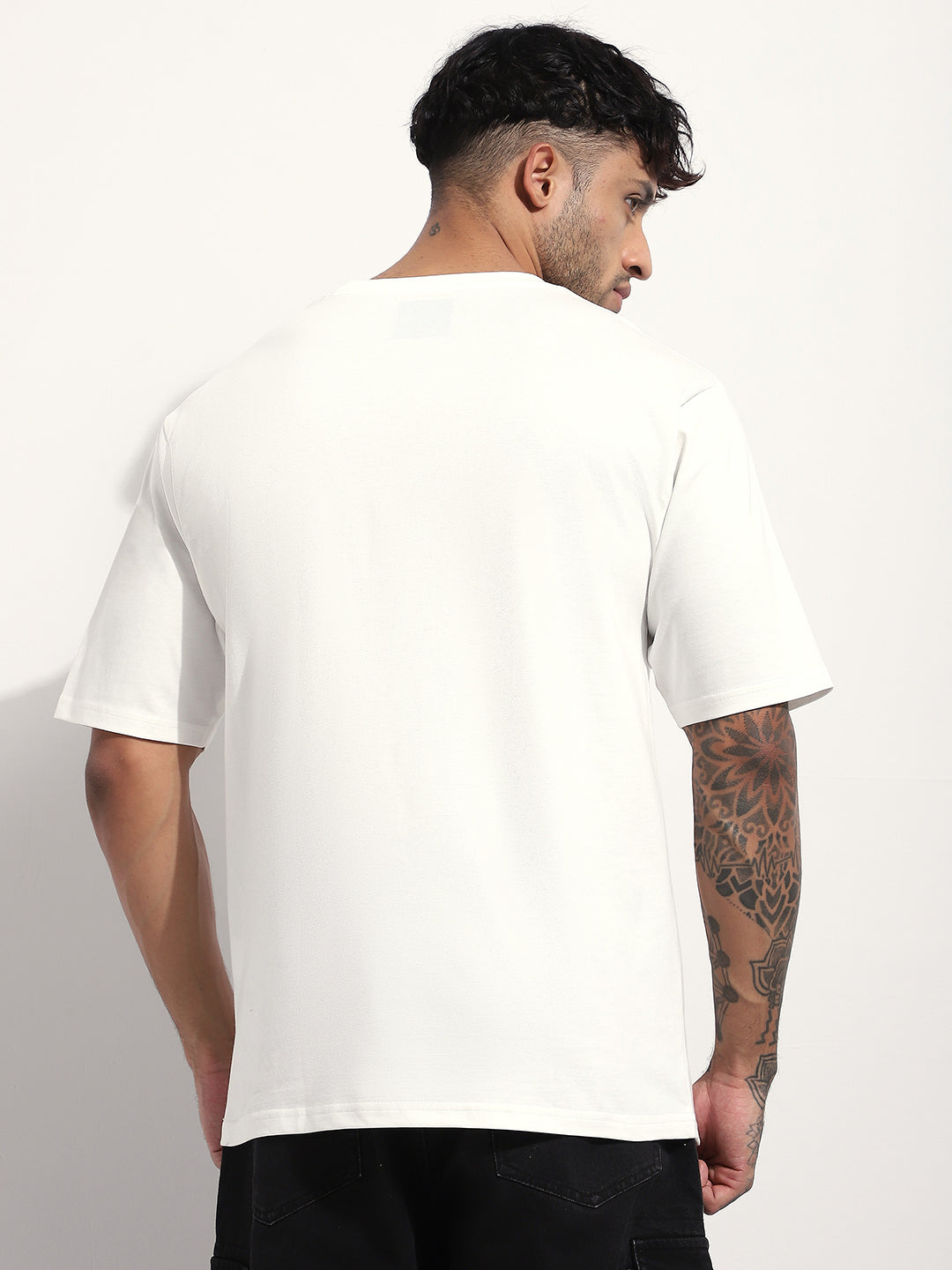 Mens Half Sleeve Round Neck Embroidered Oversized Fit Tshirts