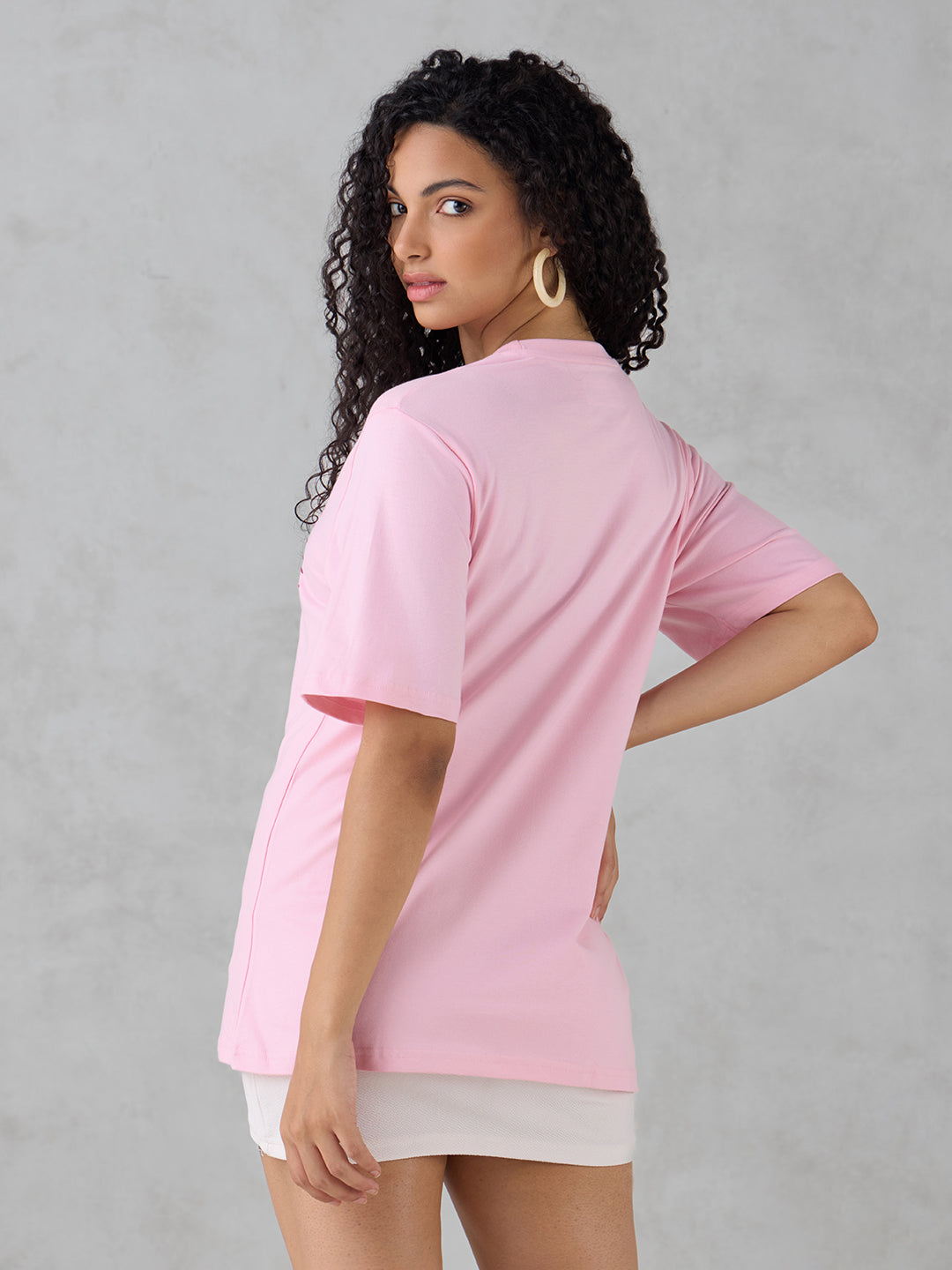 Womens Half Sleeve Embroidery Oversized Fit Tshirt