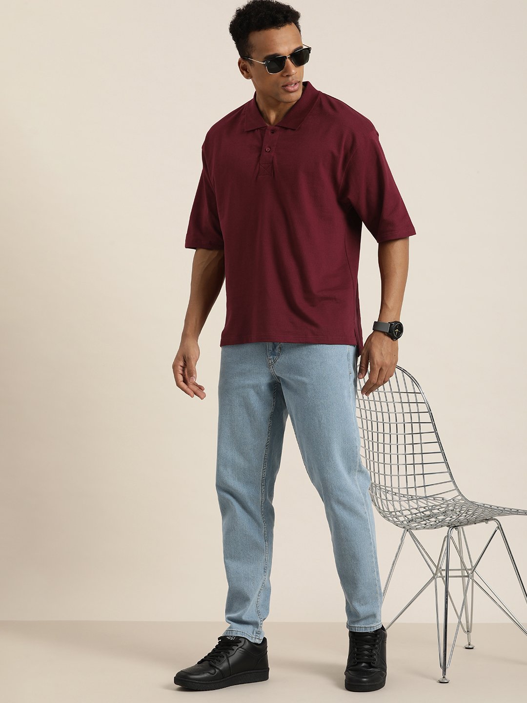 Mens Half Sleeve Oversized Fit Polo T-Shirts