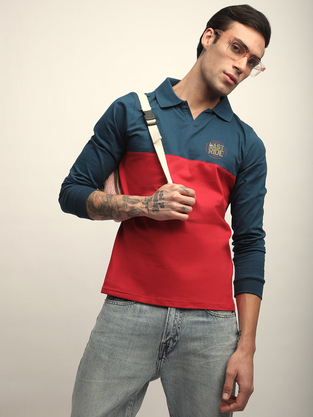 Mens Full Sleeve Polo Neck Printed Regular Fit Tshirts