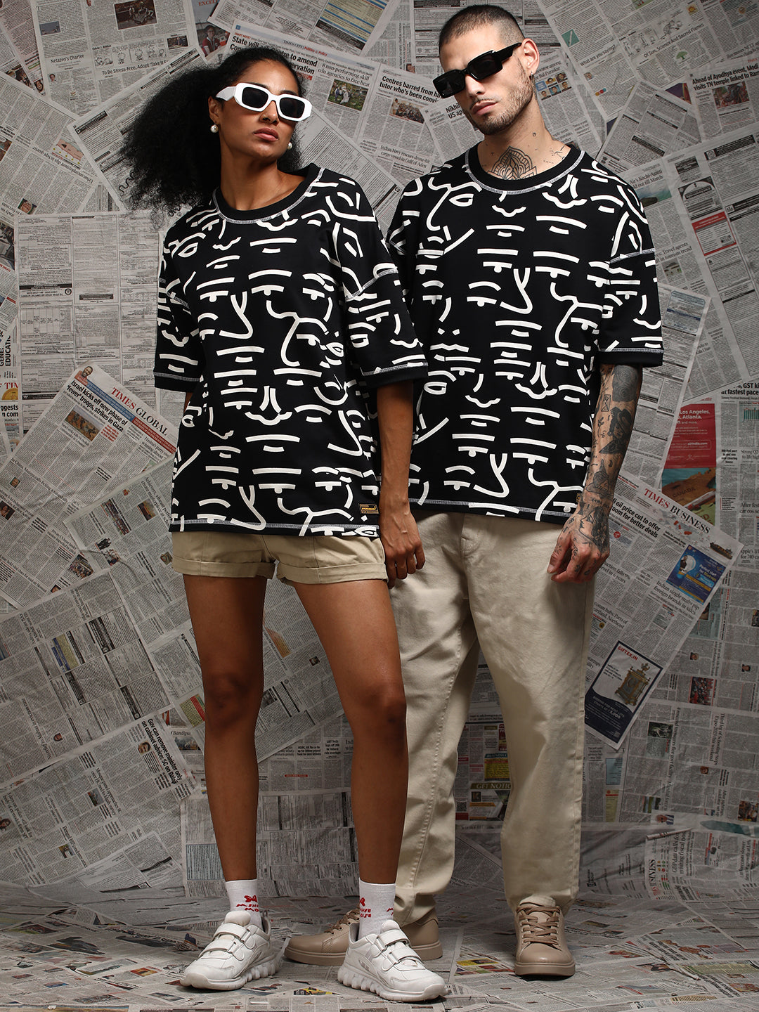 Mens Half Sleeve Drop Shoulder Printed Oversized Fit T-Shirts