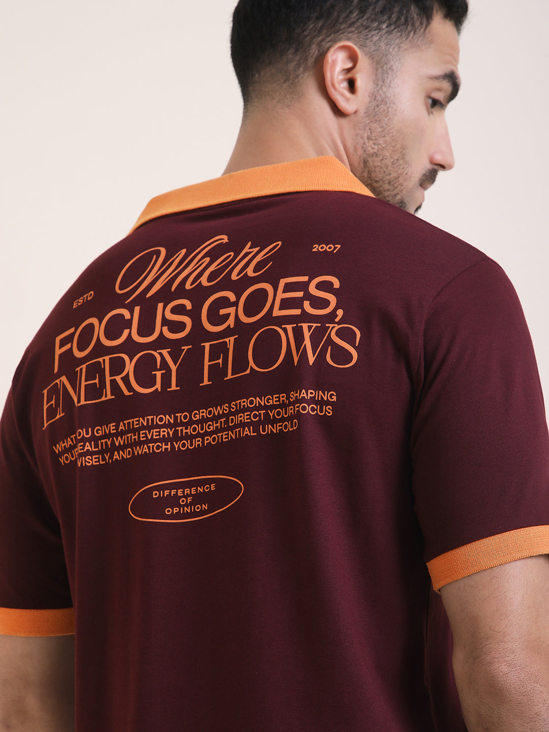 Mens Half Sleeve Polo Neck Back Printed Relaxed Fit Tshirts