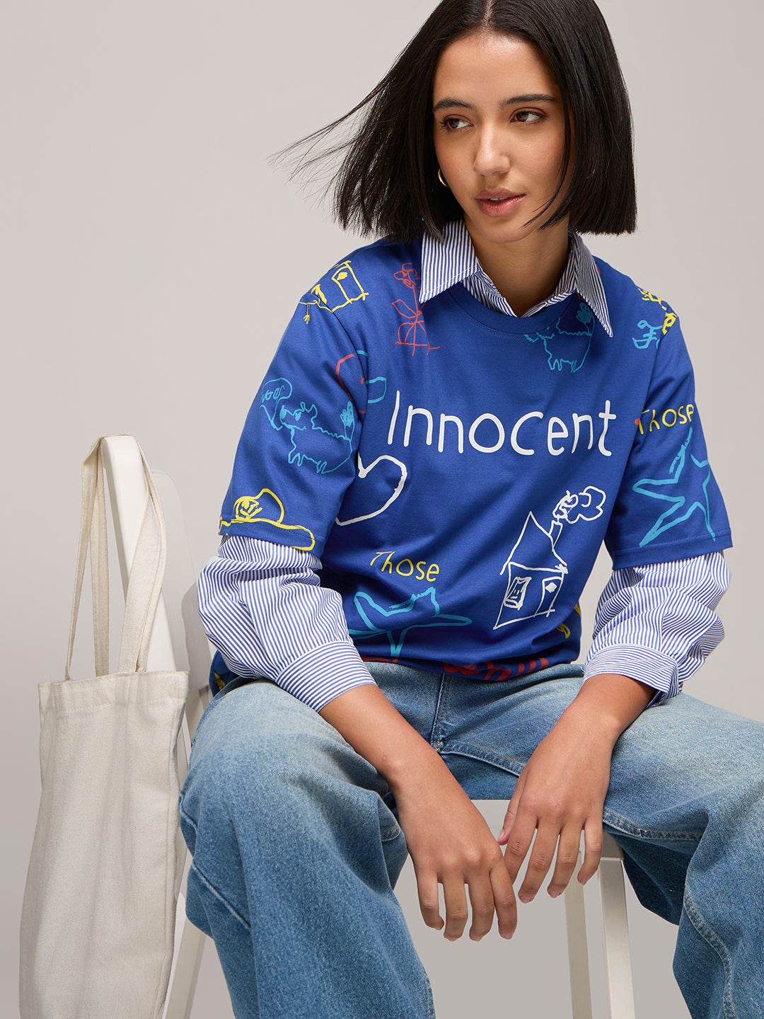 Womens Printed Oversized Fit Cotton T-Shirt