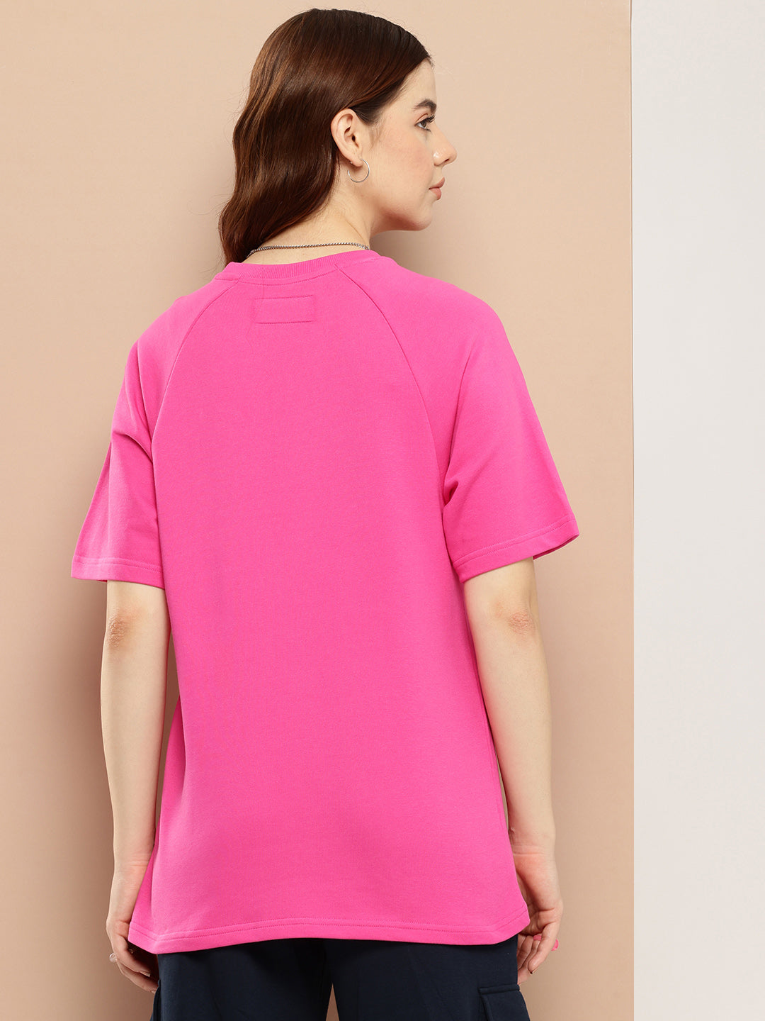 Womens Half Sleeve Round Neck Solid Oversized Fit Tshirts