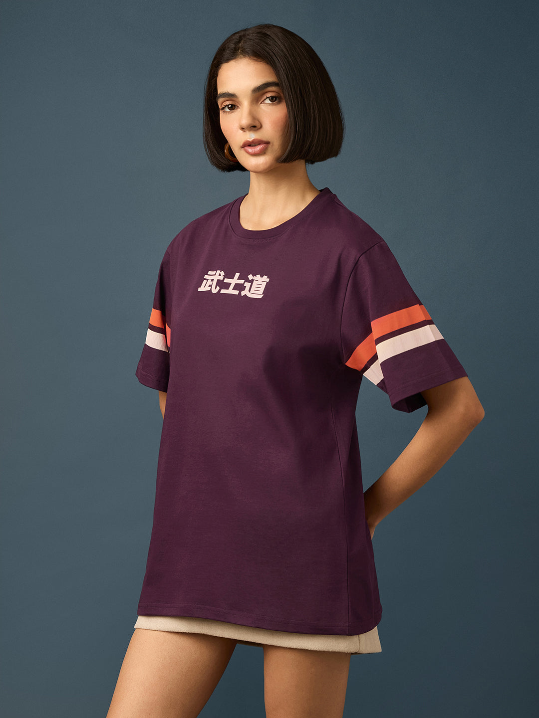 Womens Short Sleeve Printed Oversized Fit Tshirt 