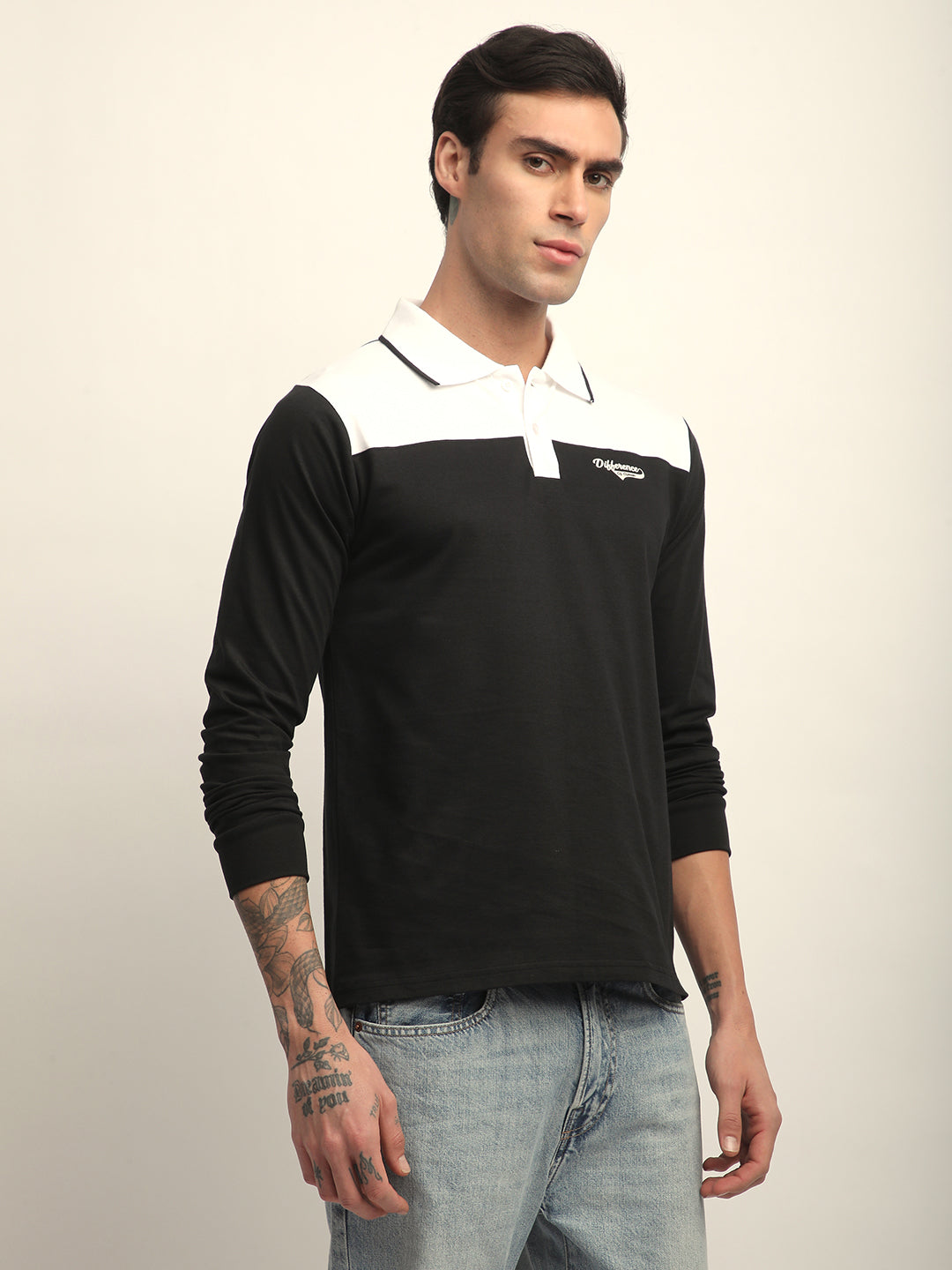 Mens Full Sleeve Polo Neck Printed Regular Fit Tshirts