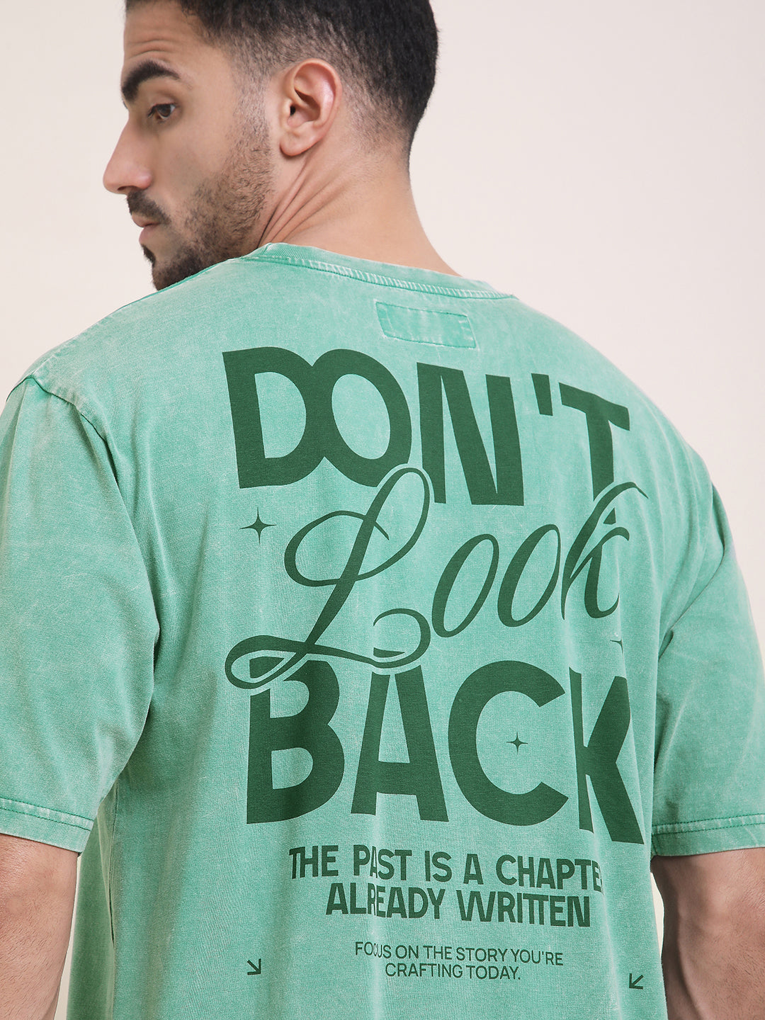Mens Half Sleeve Round Neck Back Printed Oversized Fit Tshirts