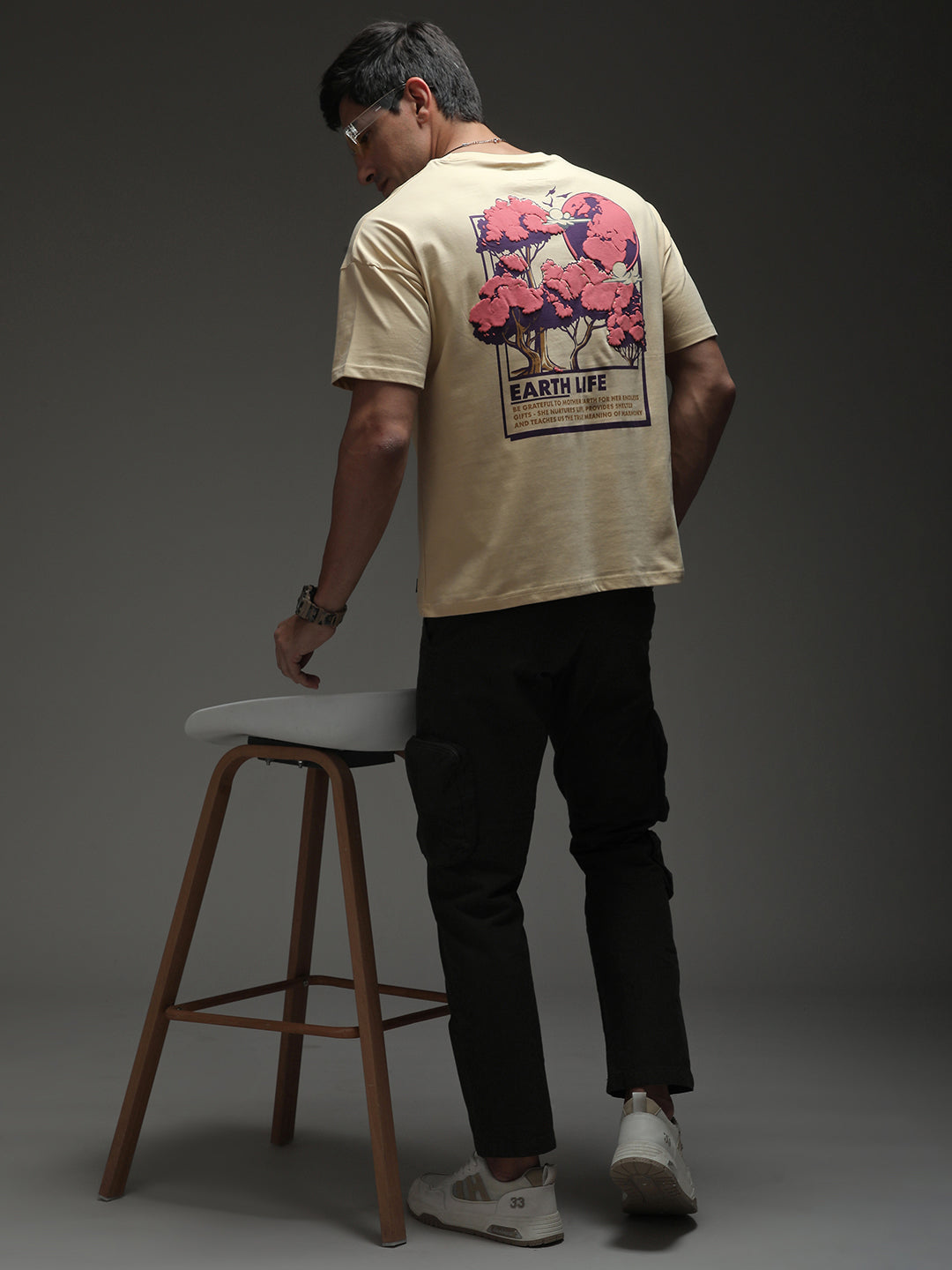 Mens Half Sleeve Drop Shoulder Printed Oversized Fit T-Shirts