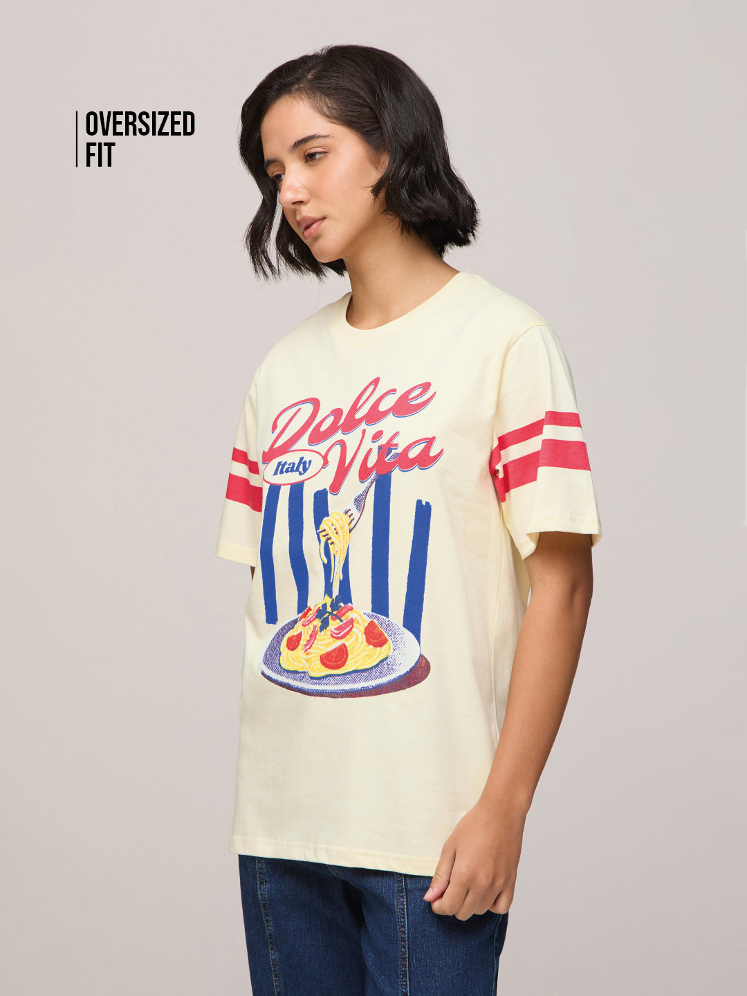 Womens Printed Oversized Fit Cotton T-Shirt