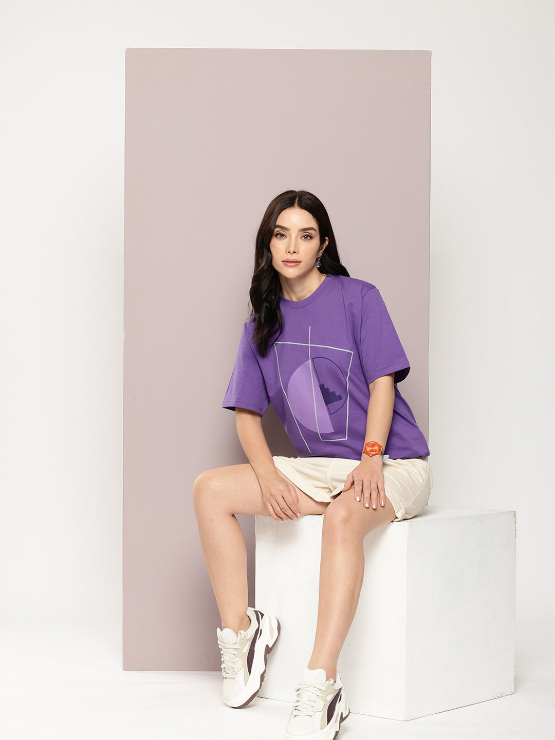 Womens Half Sleeve Round Neck Printed Oversized Fit Tshirts