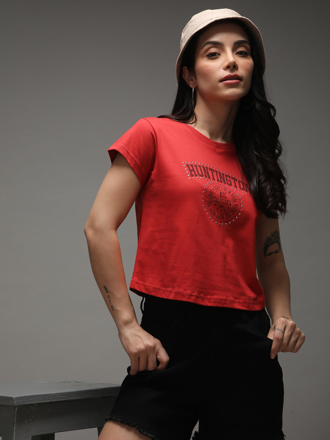 Womens Half Sleeve Round Neck Printed Regular Fit Tshirts