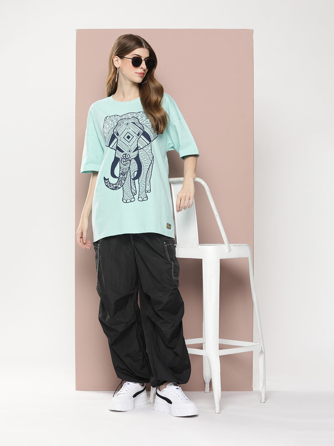 Womens Half Sleeve Drop Shoulder Printed Oversized Fit T-Shirts