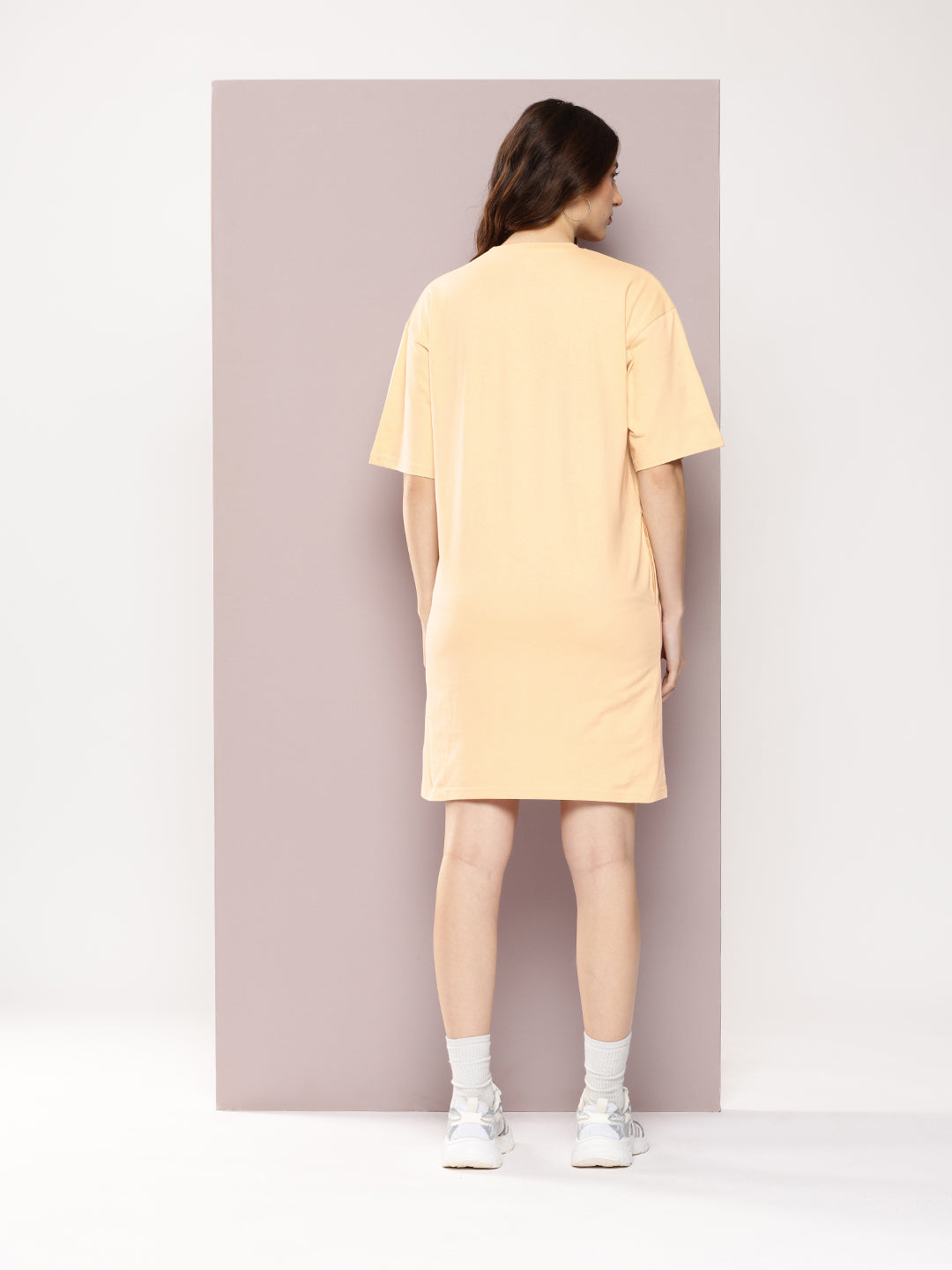 Womens Oversized Short Sleeves Printed Tshirt Dress