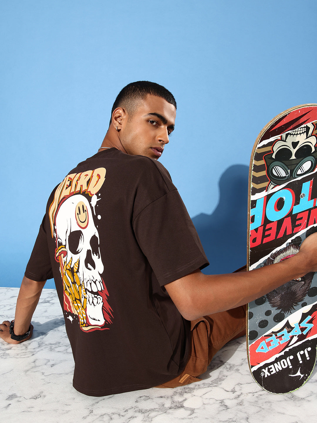 Mens Half Sleeve Drop Shoulder Printed Oversized Fit T-Shirts