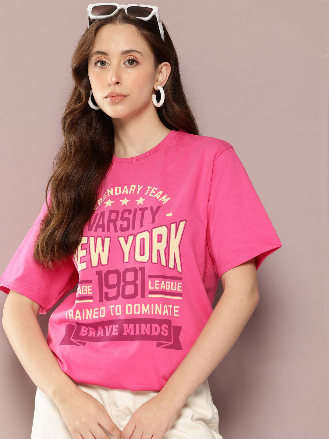 Womens Half Sleeve Round Neck Printed Oversized Fit Tshirts