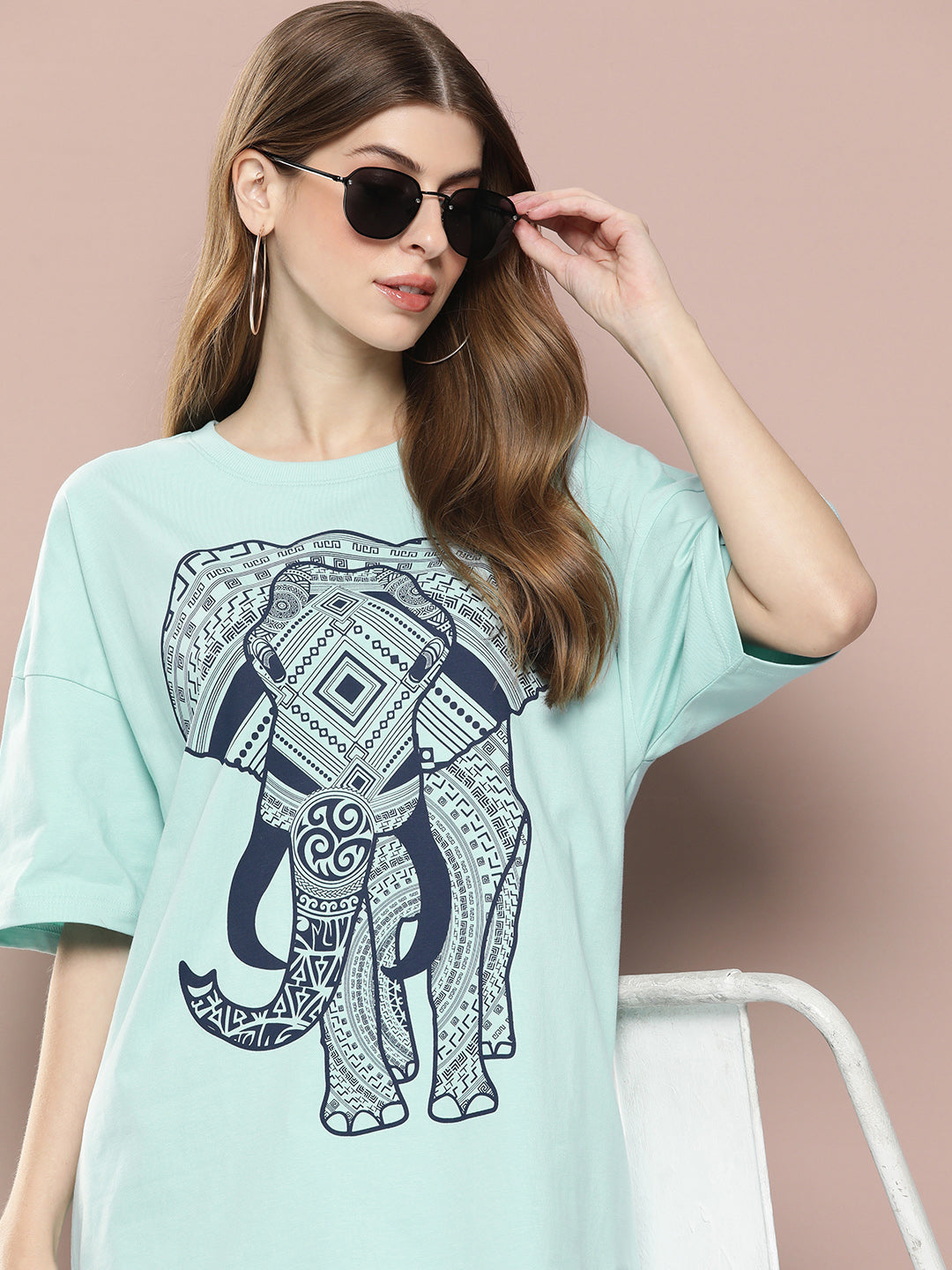 Womens Half Sleeve Drop Shoulder Printed Oversized Fit T-Shirts
