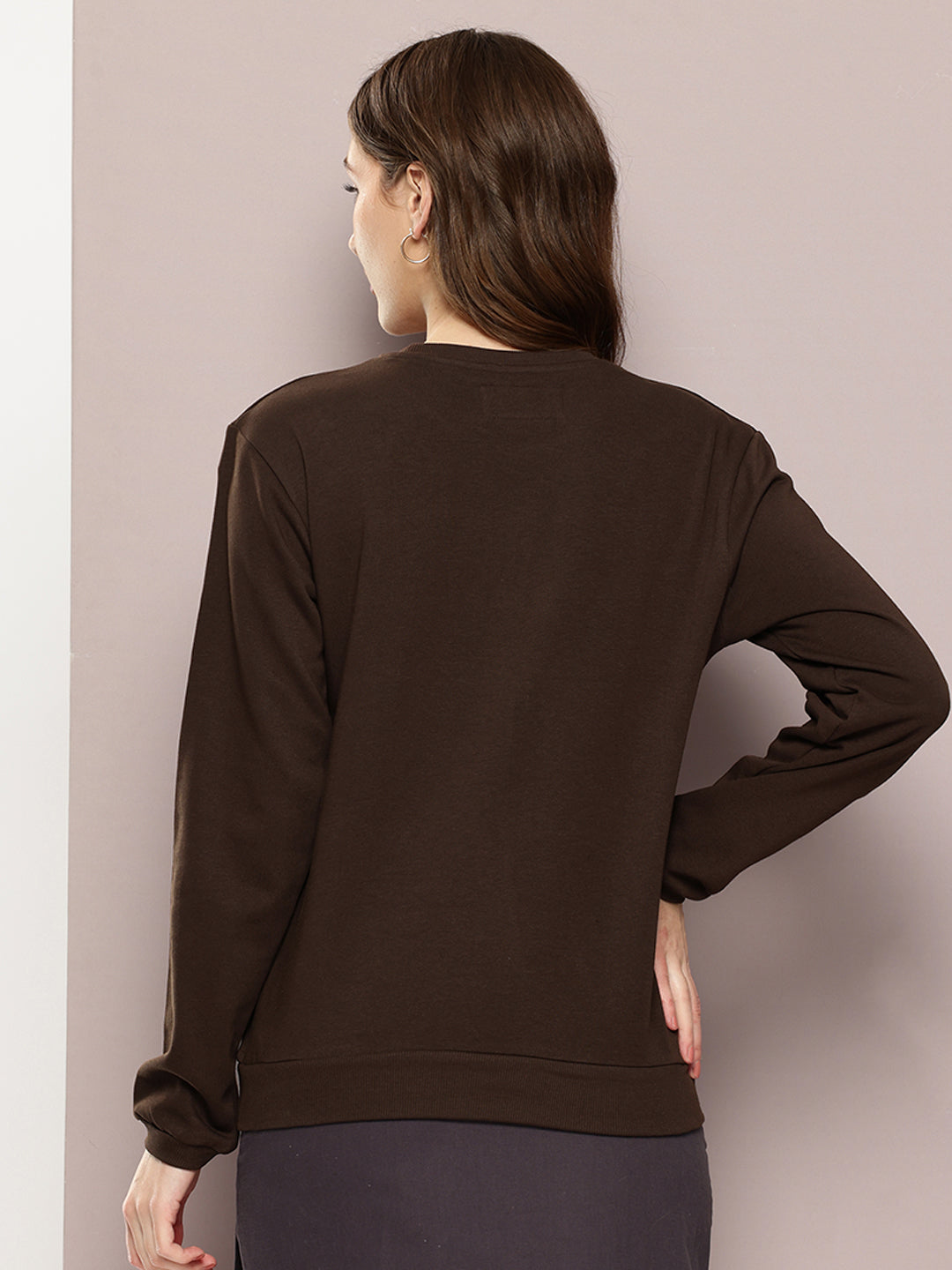 Womens Full Sleeve Round Neck Embroidered Relaxed Fit Tshirts