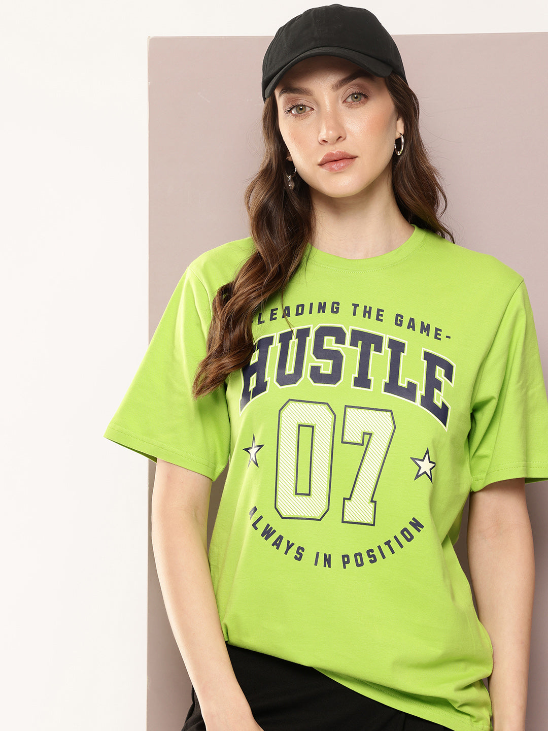Womens Half Sleeve Round Neck Printed Oversized Fit Tshirts