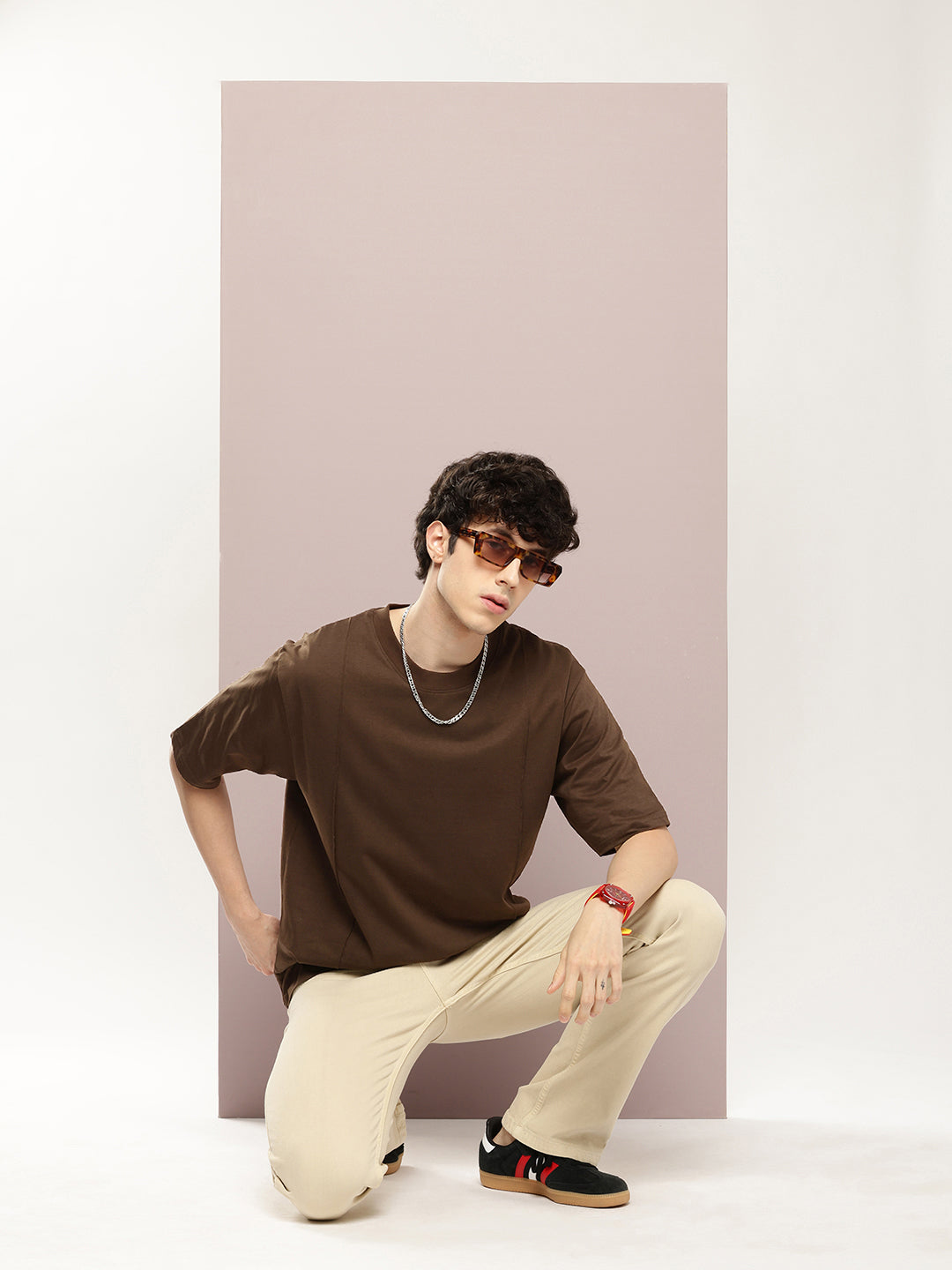 Mens Half Sleeve Round Neck Solid Oversized Fit Tshirts
