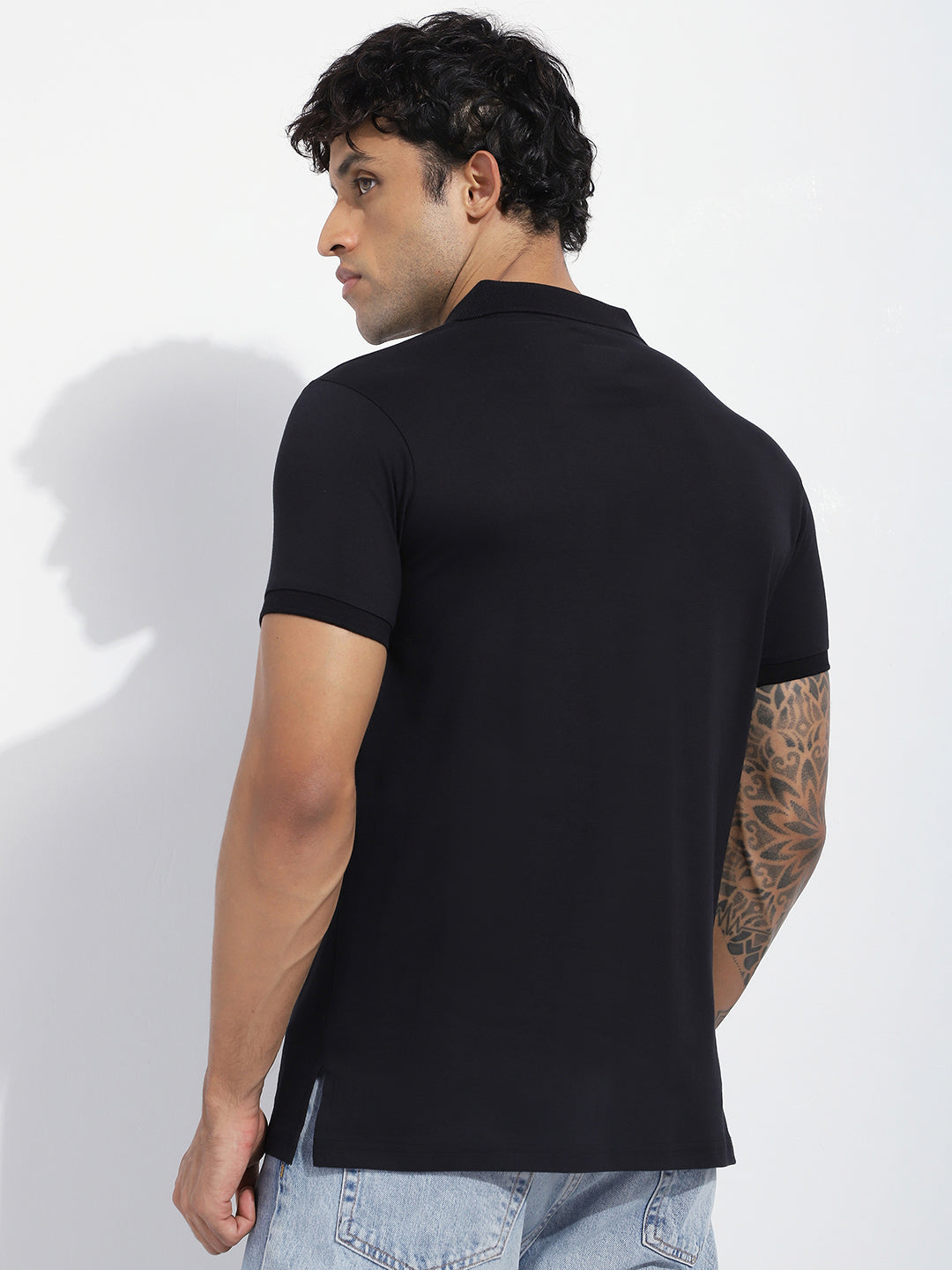 Mens Half Sleeve Polo Neck Solid Regular Fit Tshirts