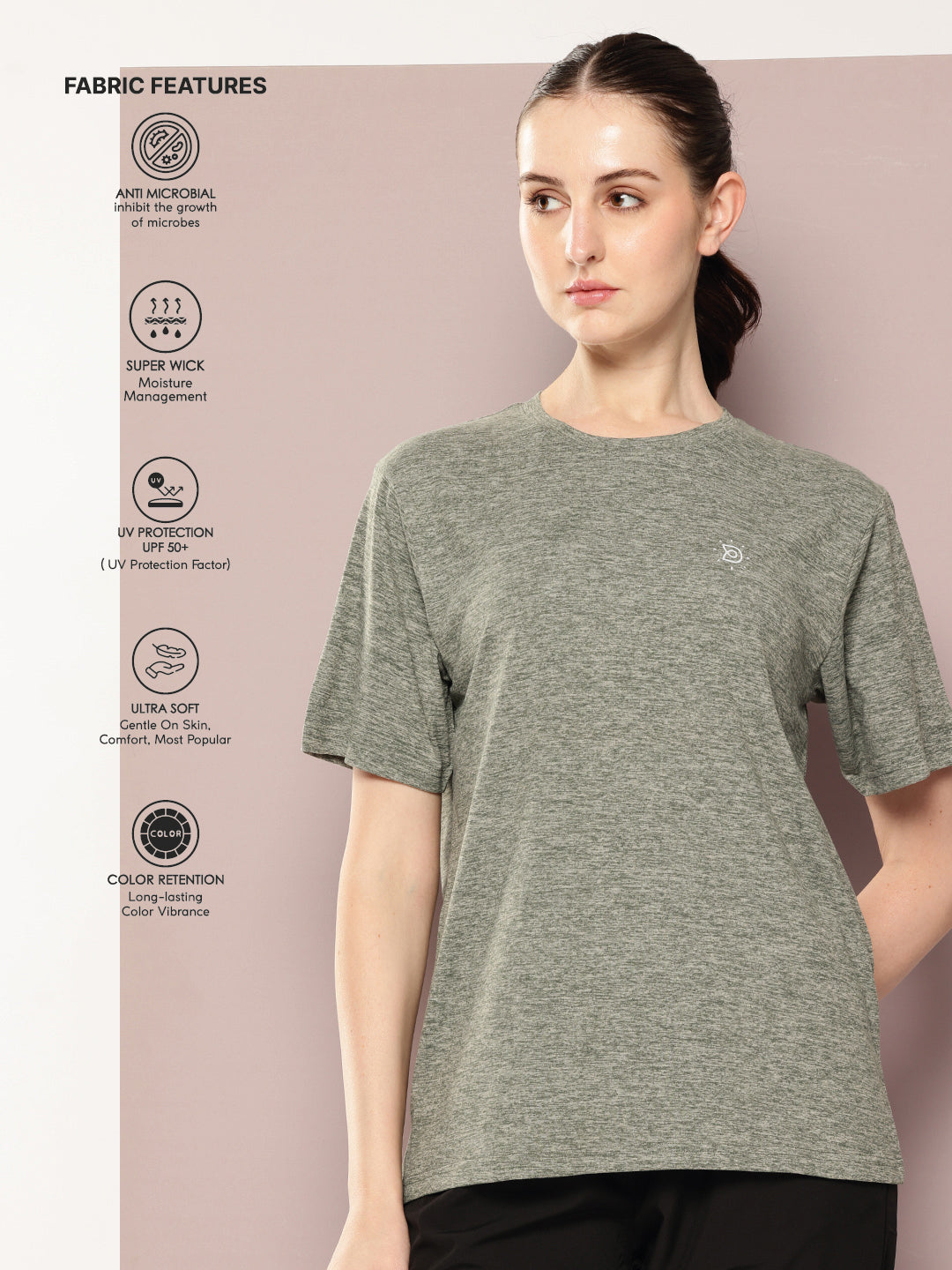 Womens Short Sleeve Round Neck Oversized Polyster Tshirt
