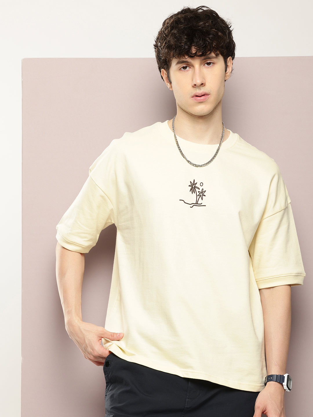Mens Half Sleeve Round Neck Back Printed Oversized Fit Tshirts