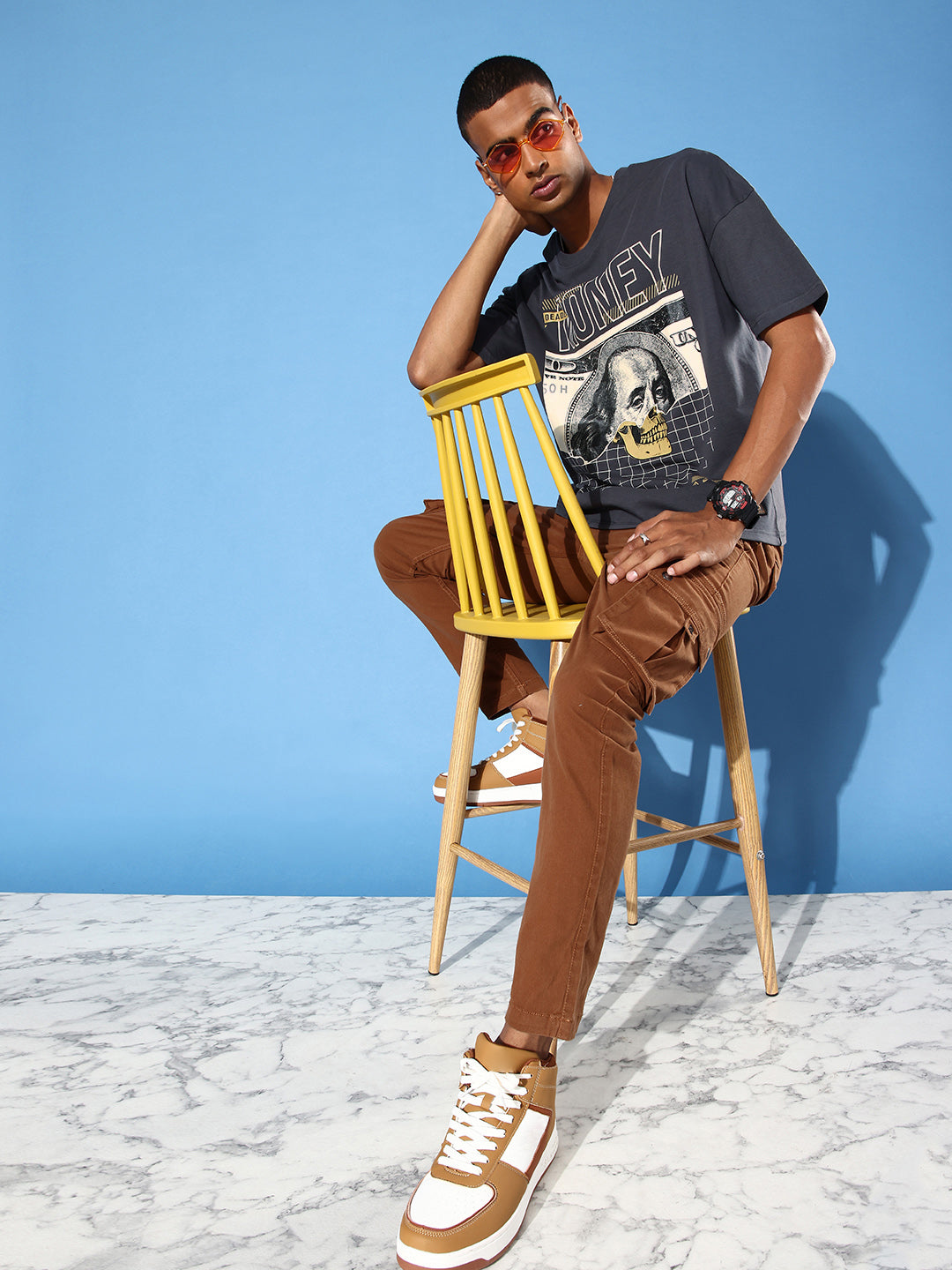 Mens Half Sleeve Drop Shoulder Printed Oversized Fit T-Shirts