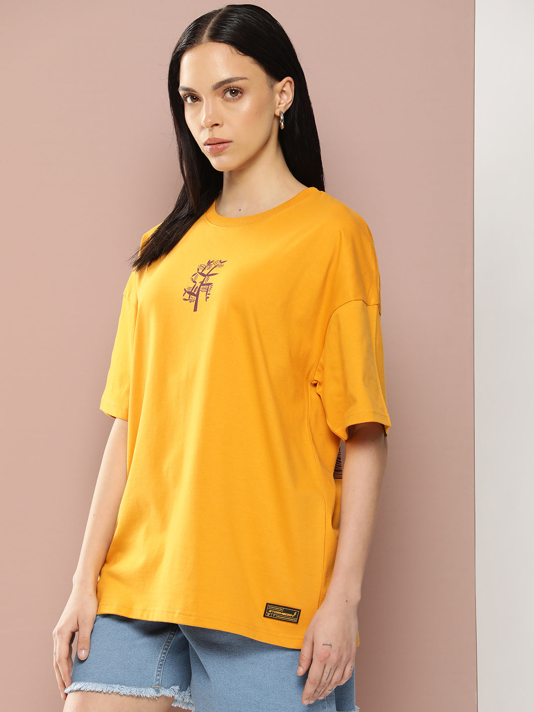 Womens Half Sleeve Drop Shoulder Printed Oversized Fit T-Shirts