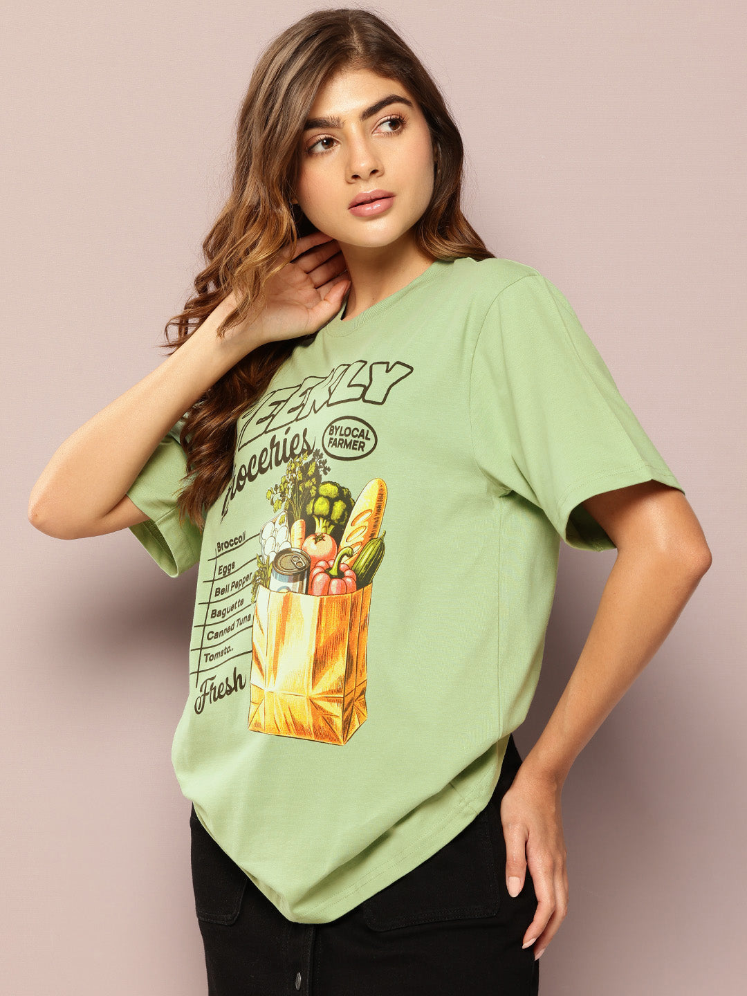 Womens Short Sleeve Printed Oversized Fit Tshirt