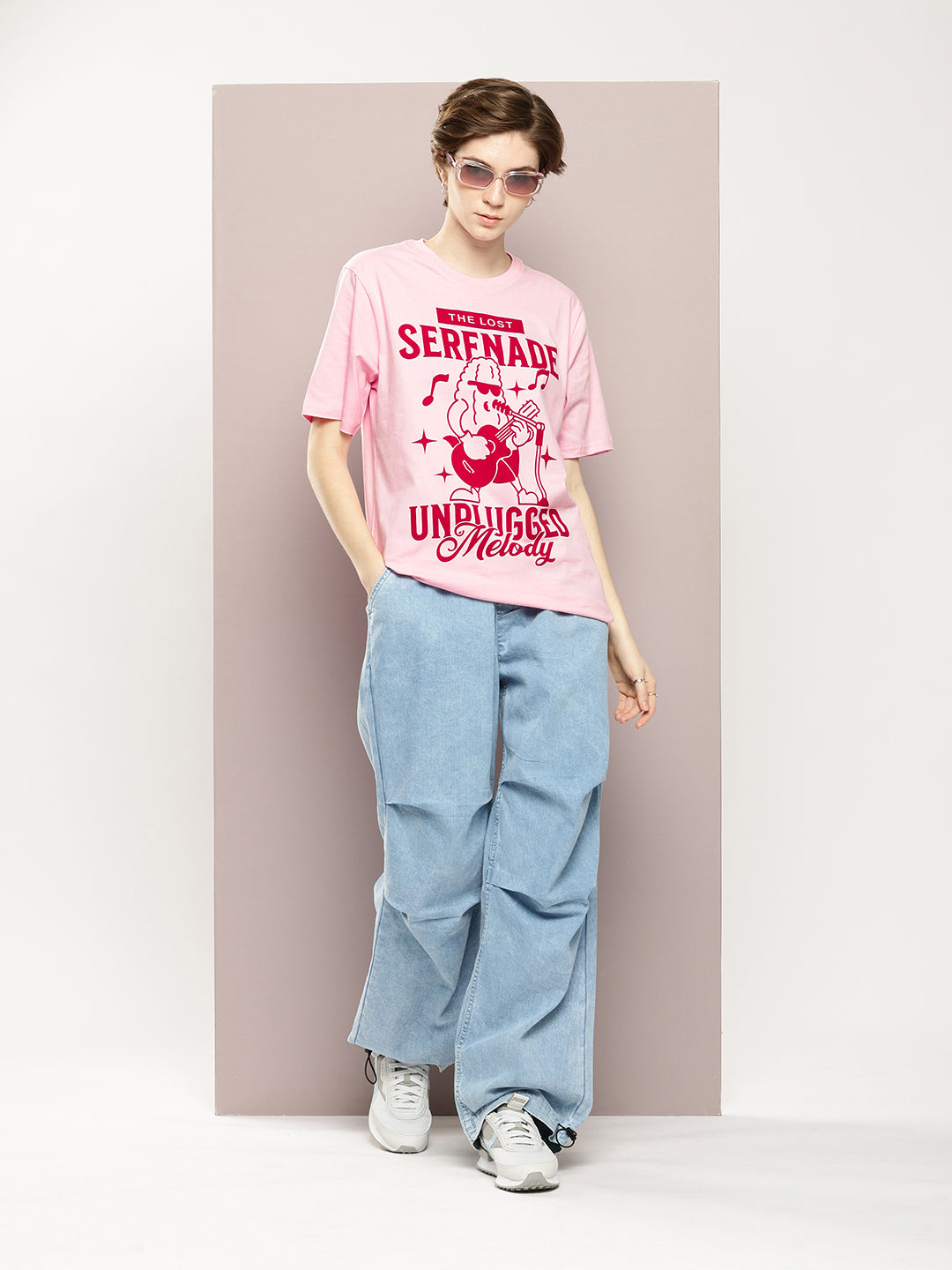 Womens Half Sleeve Round Neck Printed Oversized Fit Tshirts