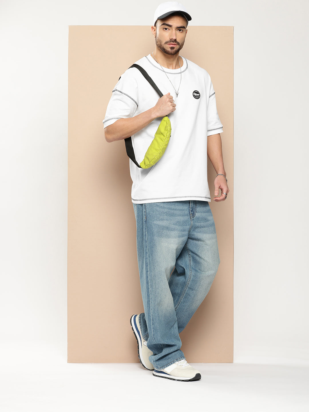 Mens Half Sleeve Round Neck Back Printed Oversized Fit Tshirts
