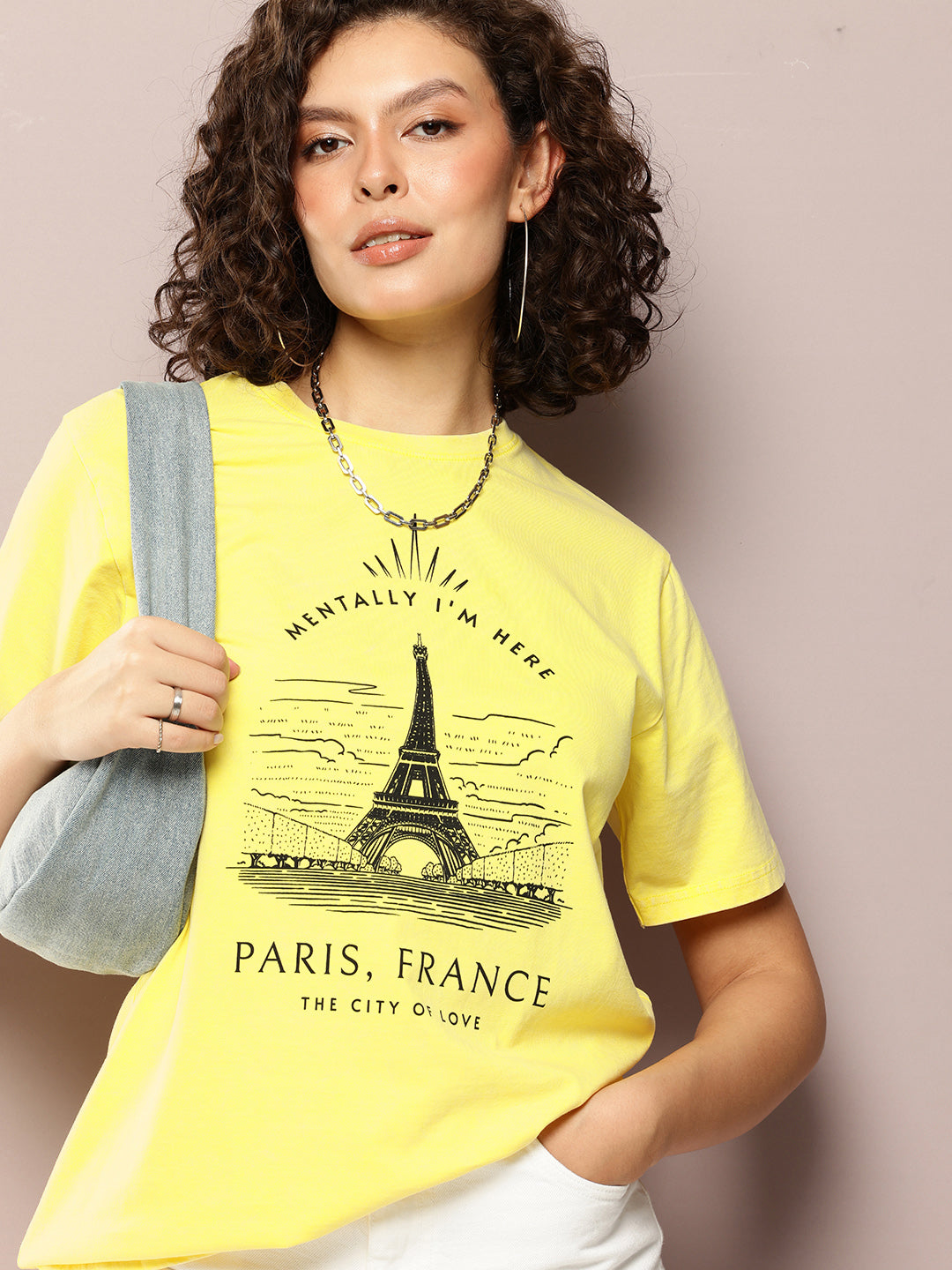 Womens Half Sleeve Round Neck Printed Oversized Fit Tshirts
