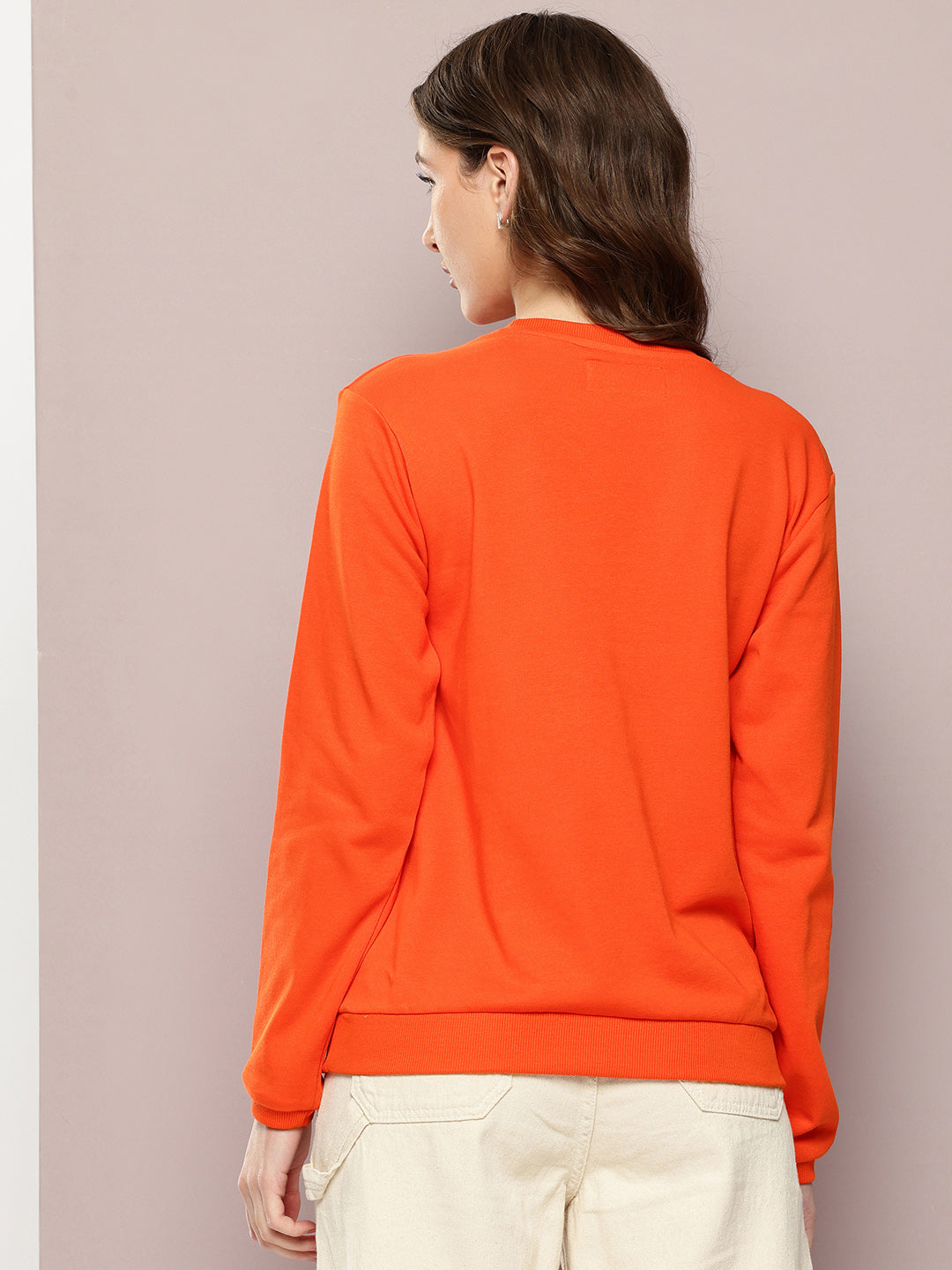 Womens Full Sleeve Round Neck Printed Relaxed Fit Tshirts