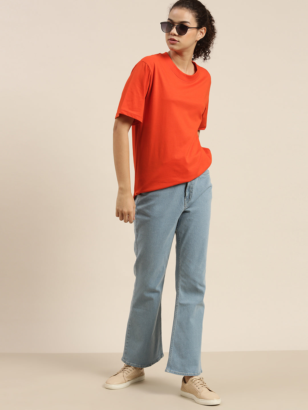Womens Half Sleeve Round Neck Oversized Fit T-Shirts