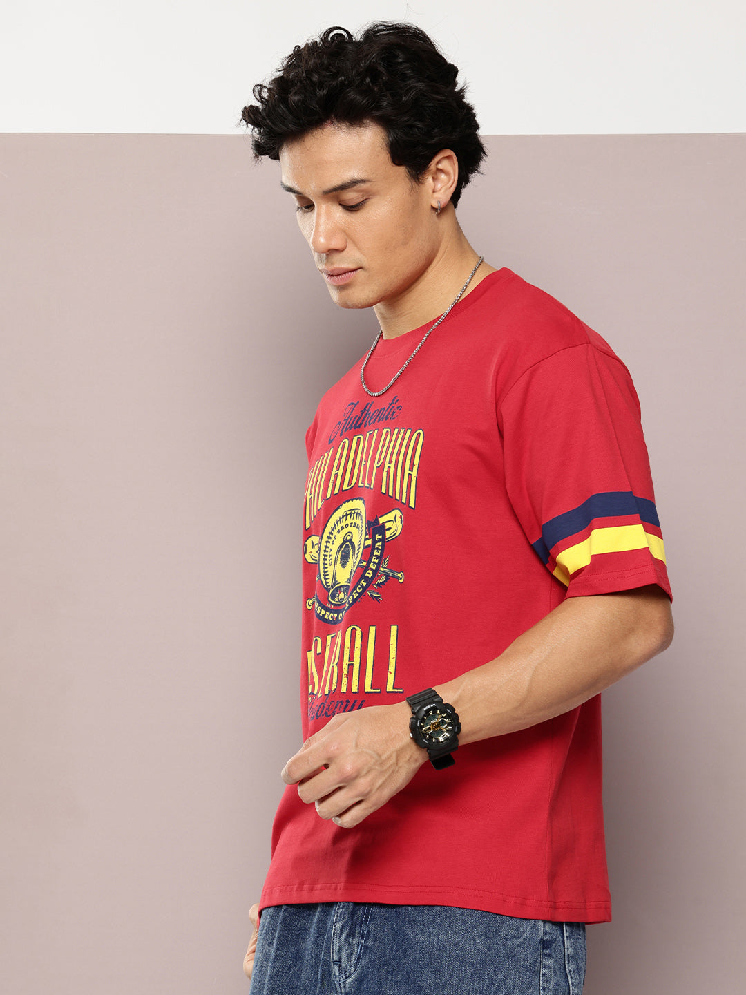 Mens Half Sleeve Round Neck Printed Oversized Fit Tshirts