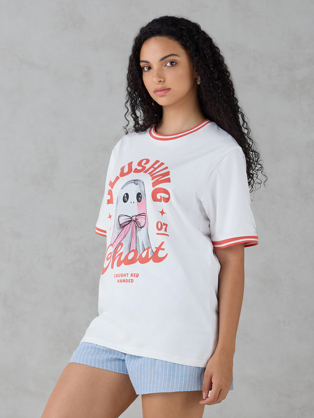 Womens Half Sleeve Printed Oversized Fit Tshirt