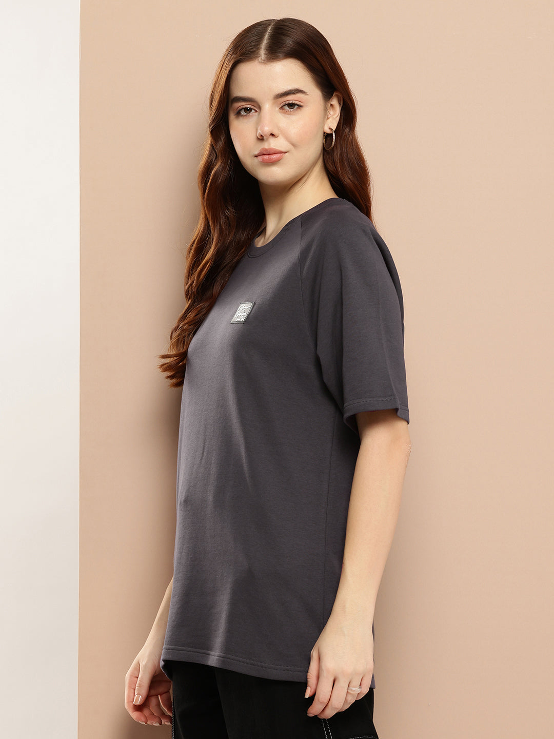 Womens Half Sleeve Round Neck Solid Oversized Fit Tshirts