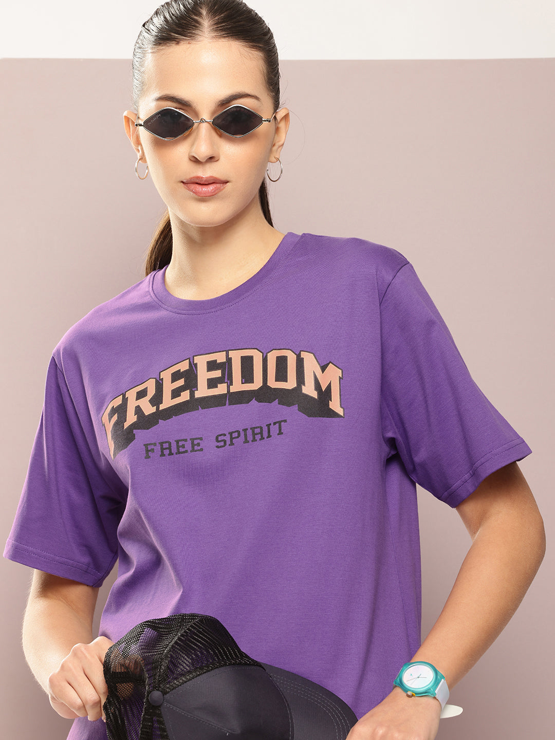 Womens Half Sleeve Round Neck Printed Oversized Fit Tshirts