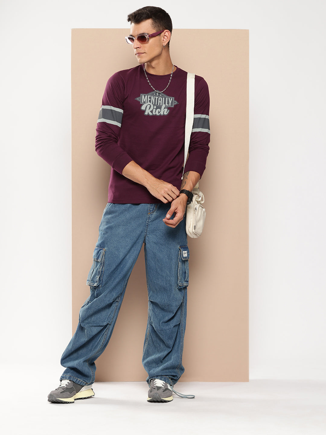 Mens Full Sleeve Round Neck Printed Regular Fit Tshirts