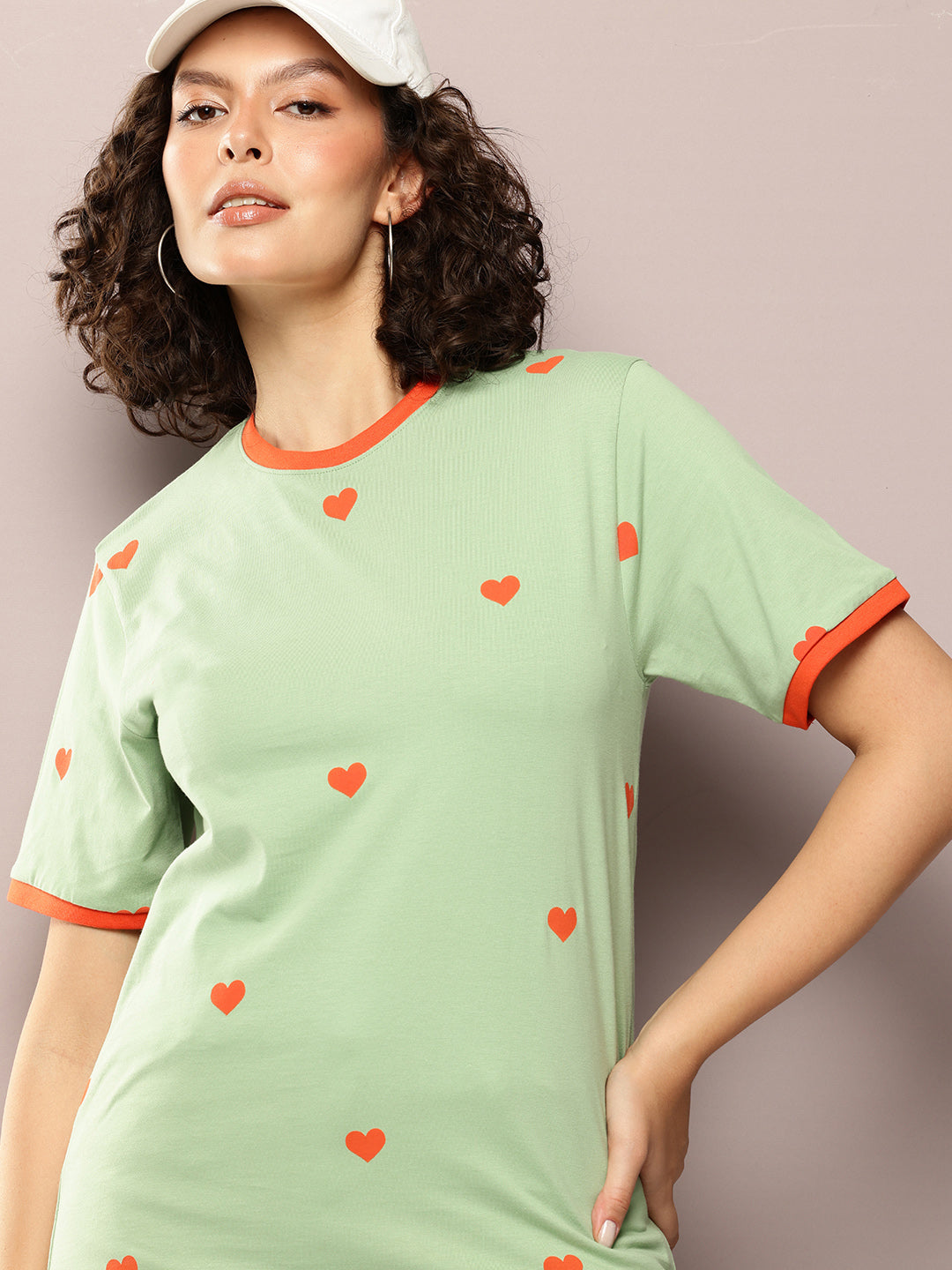 Womens Half Sleeve Round Neck Printed Oversized Fit Tshirts