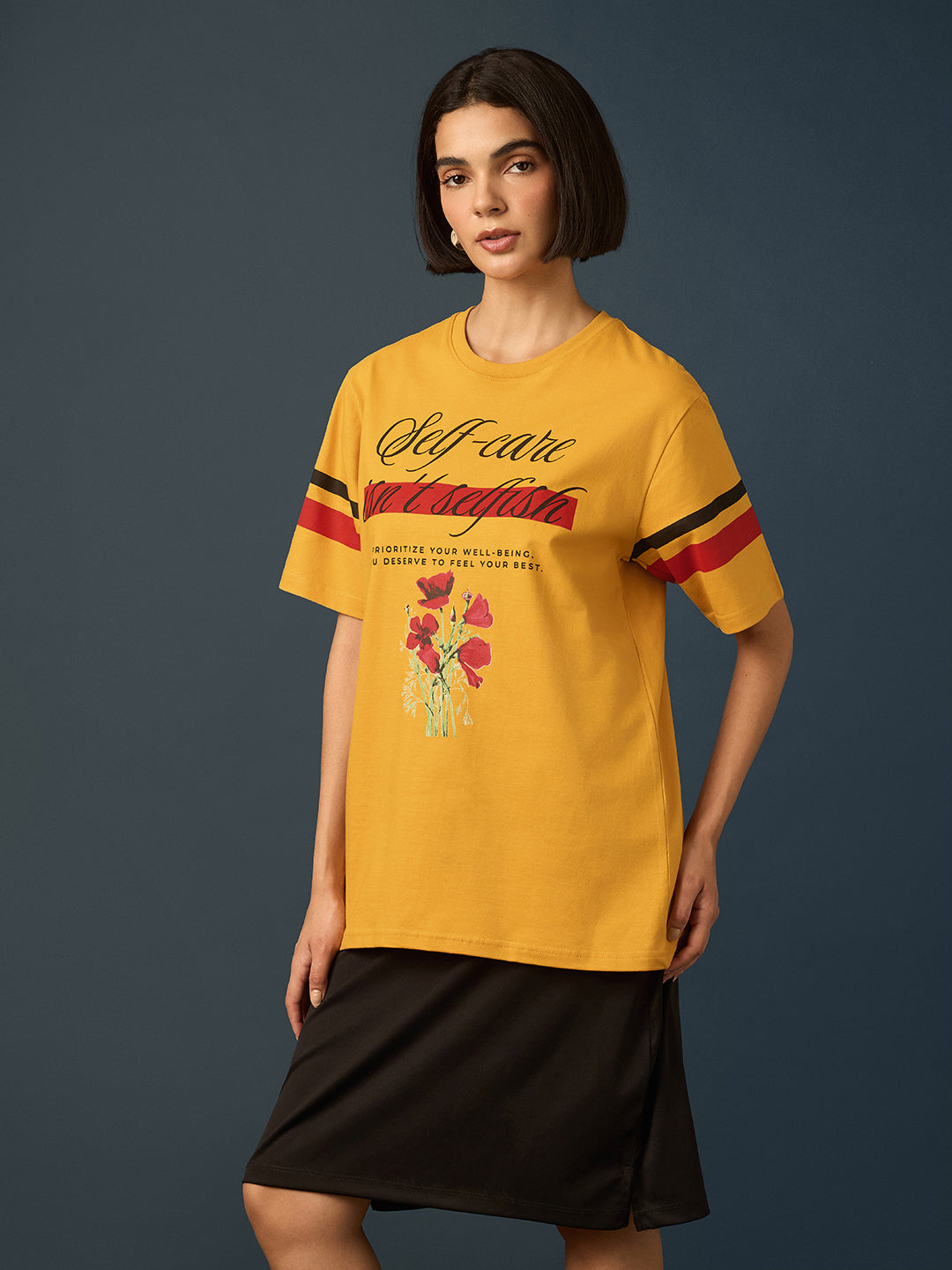 Womens Short Sleeve Printed Oversized Fit Tshirt 