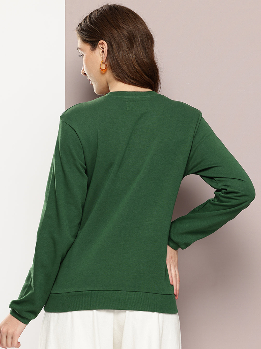 Womens Full Sleeve Round Neck Printed Relaxed Fit Tshirts