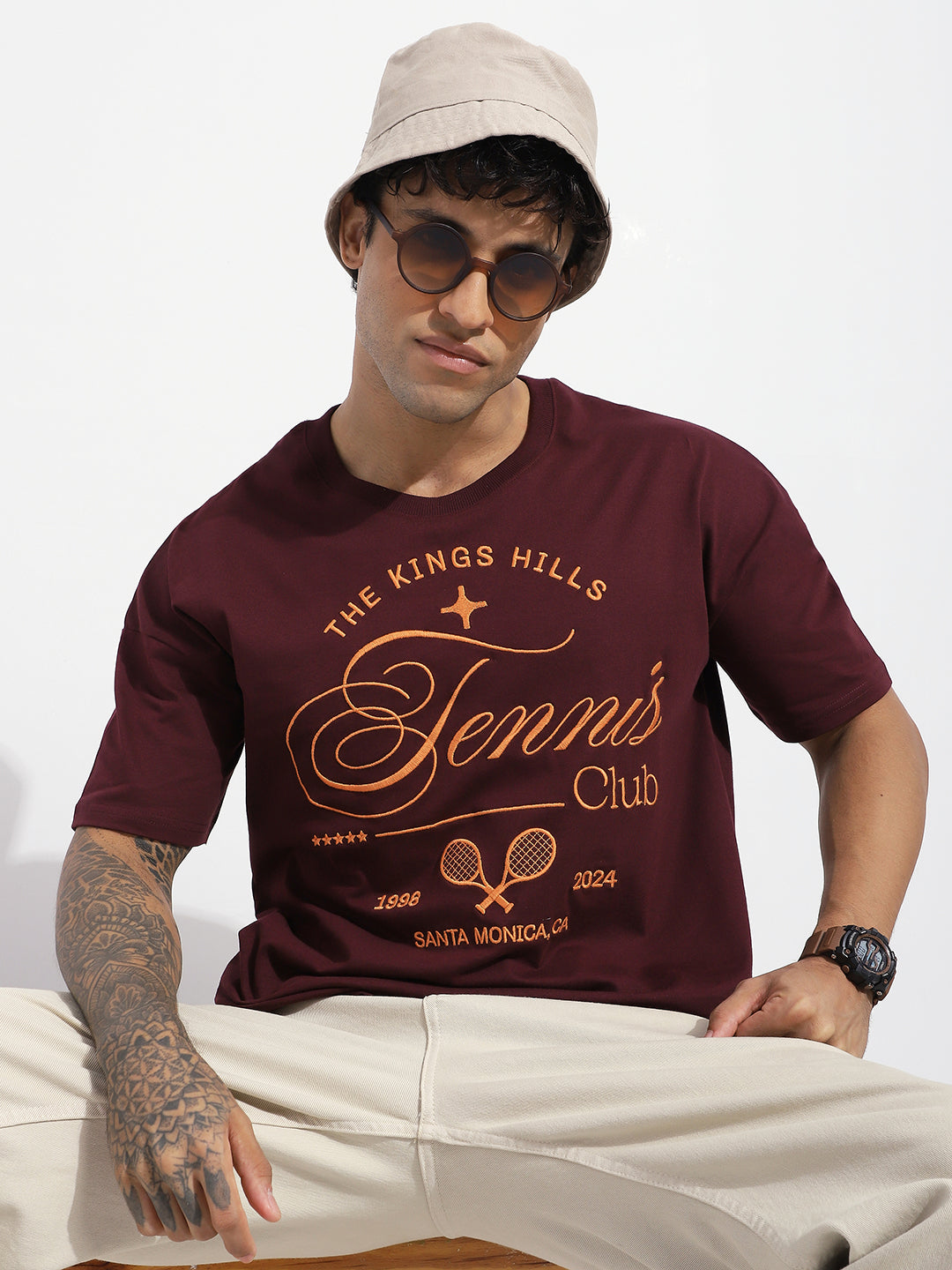 Mens Half Sleeve Drop Shoulder Printed Oversized Fit T-Shirts
