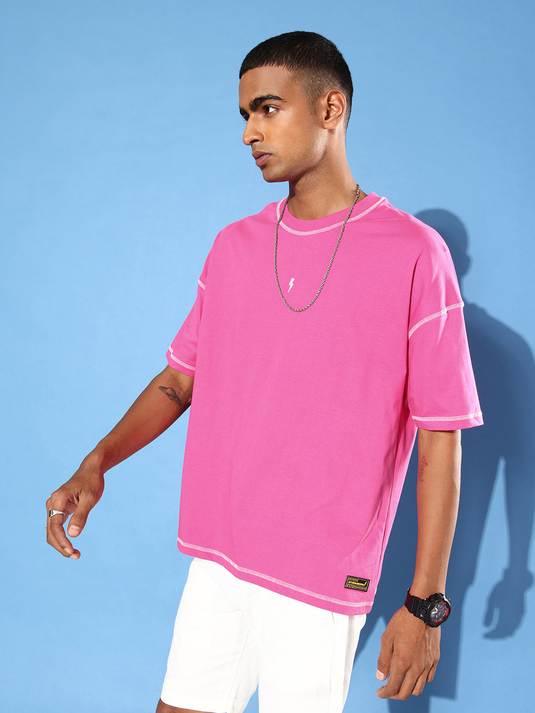 Mens Half Sleeve Drop Shoulder Plain Oversized Fit T-Shirts